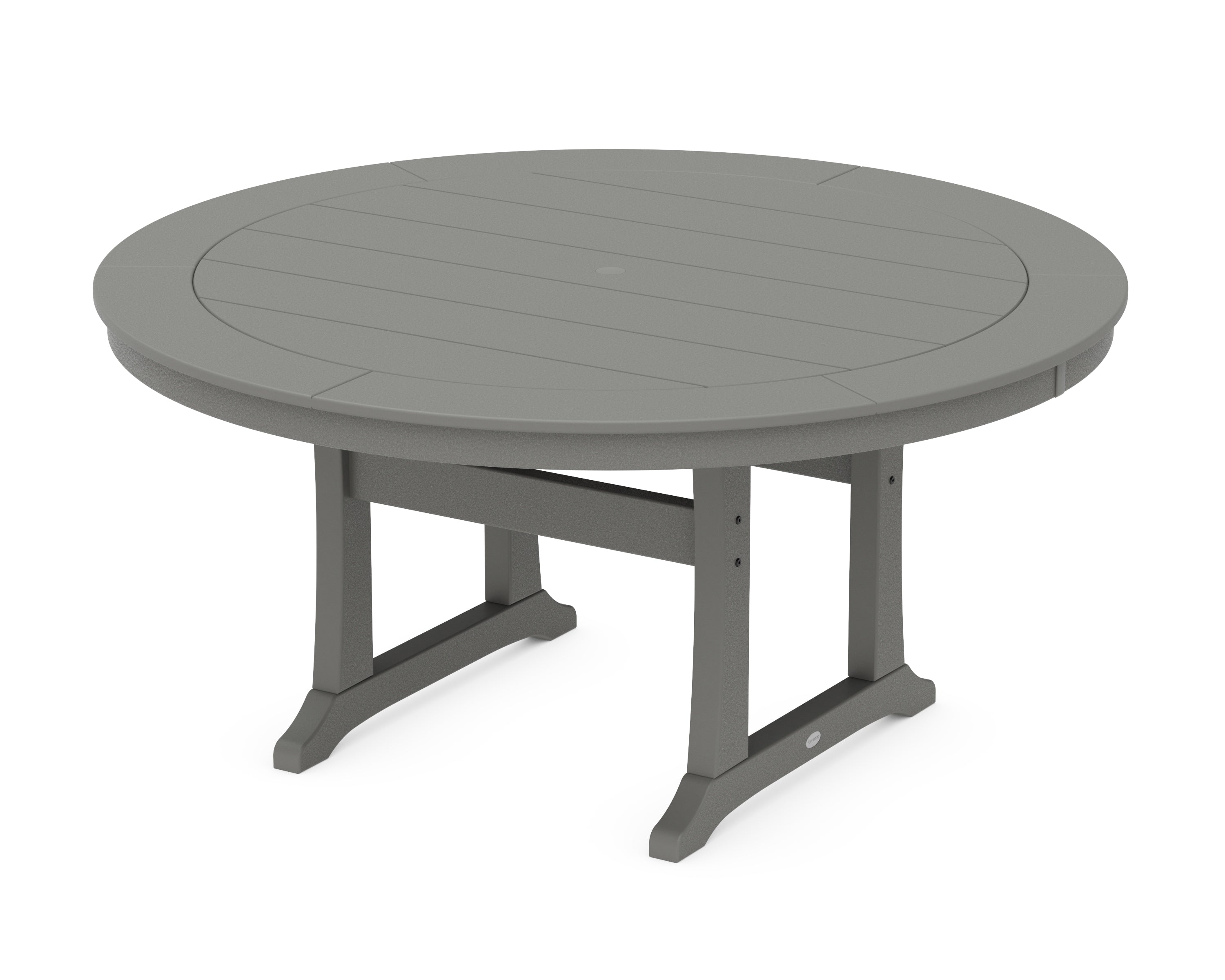 POLYWOOD® Nautical Trestle 60" Round Dining Table in Slate Grey
