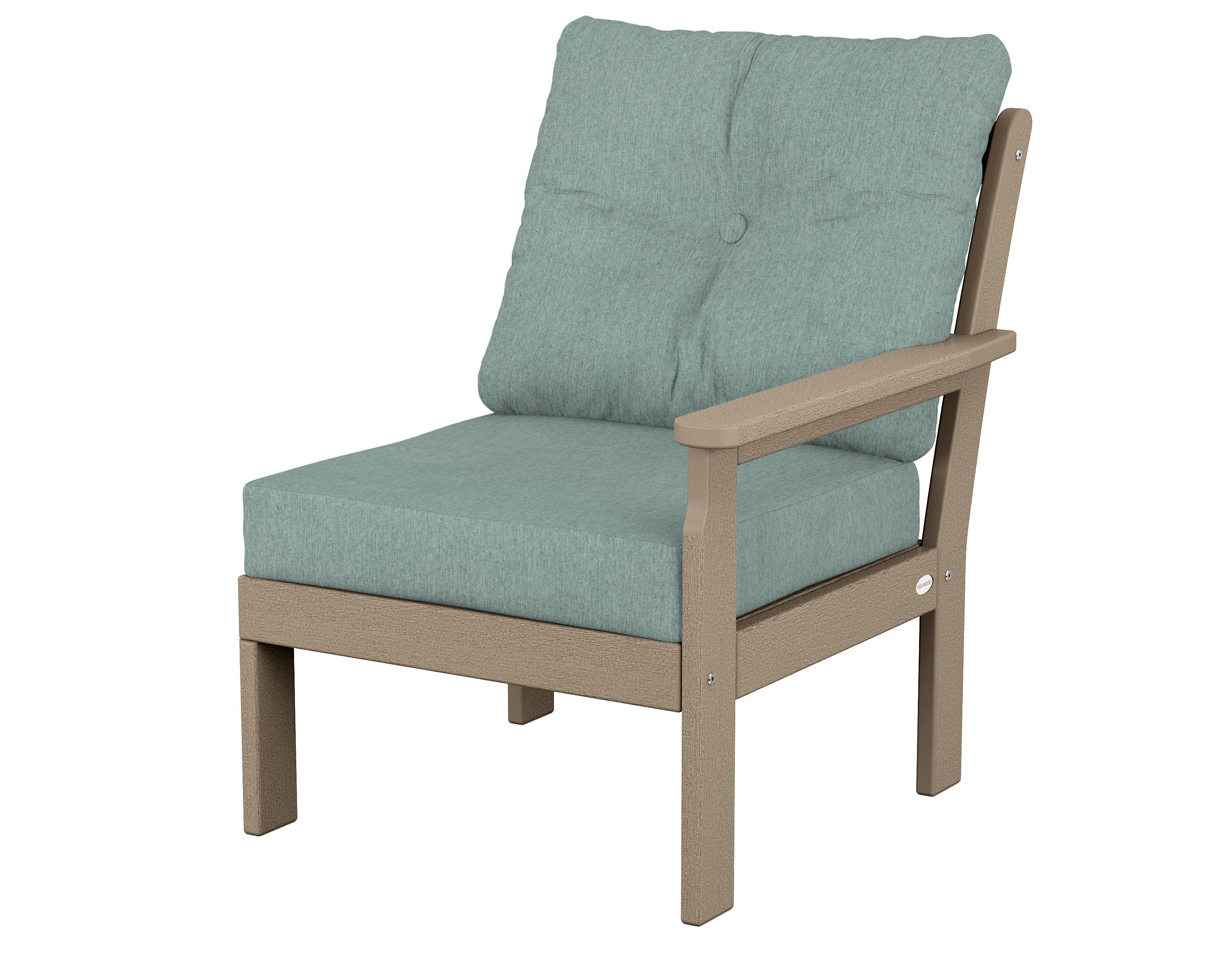 POLYWOOD® Vineyard Modular Right Arm Chair in Vintage Sahara / Glacier Spa