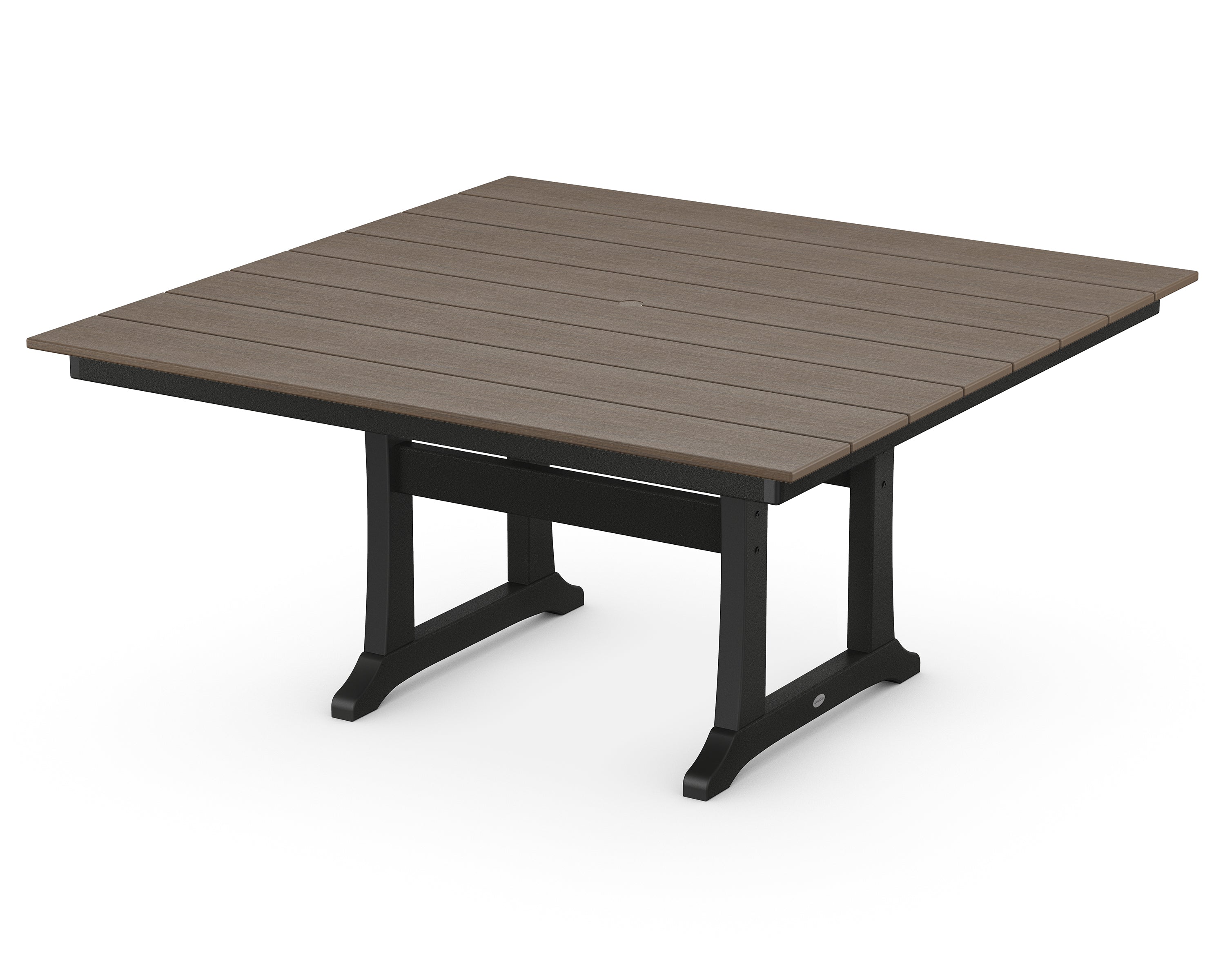 POLYWOOD® Farmhouse Trestle 59" Dining Table in Black / Kona