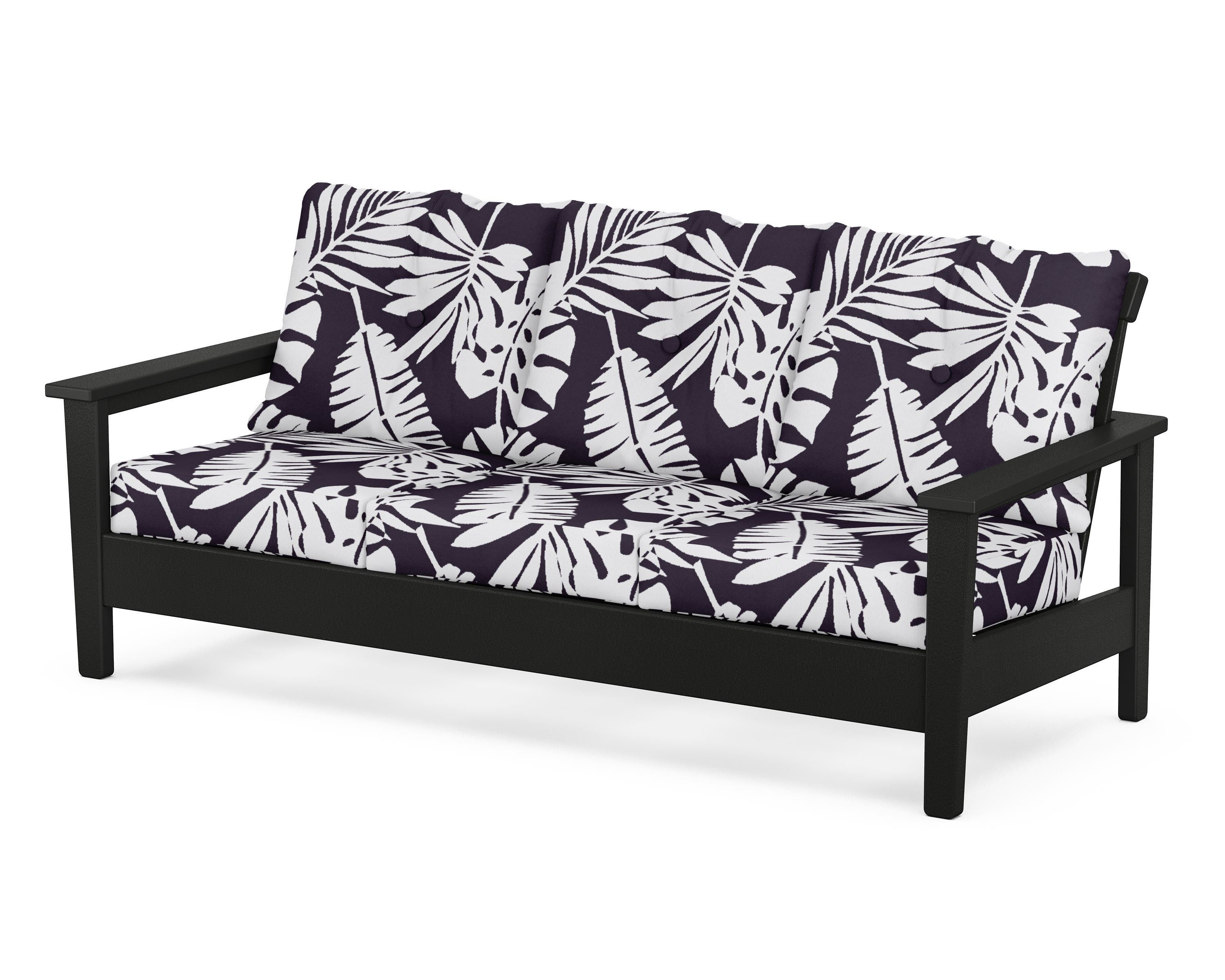 POLYWOOD® Prescott Deep Seating Sofa in Black / Leaf Navy