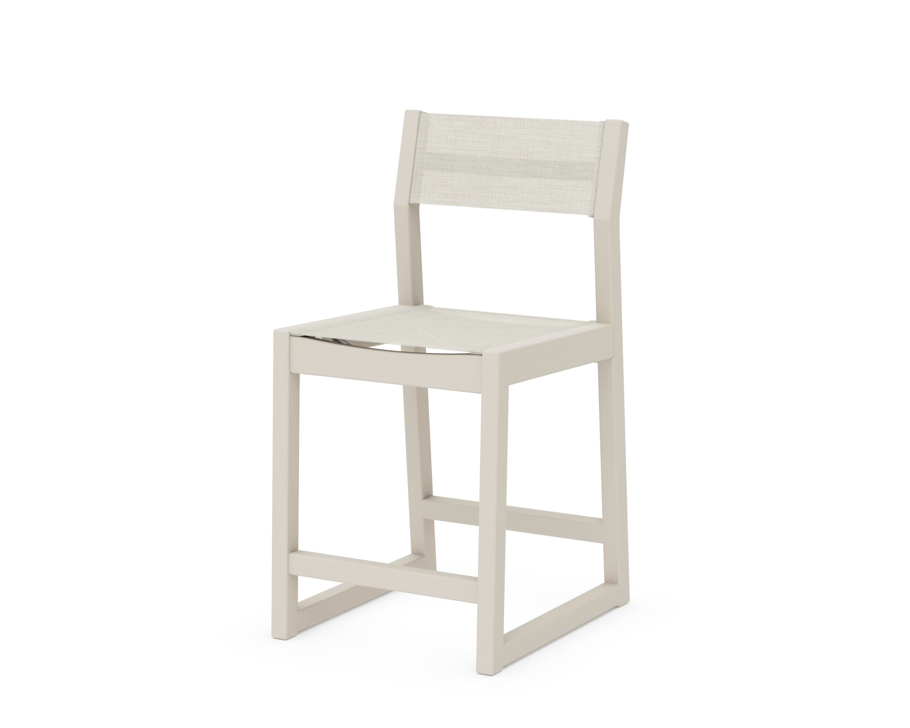 POLYWOOD® EDGE Sling Counter Side Chair in Sand / Parchment Sling