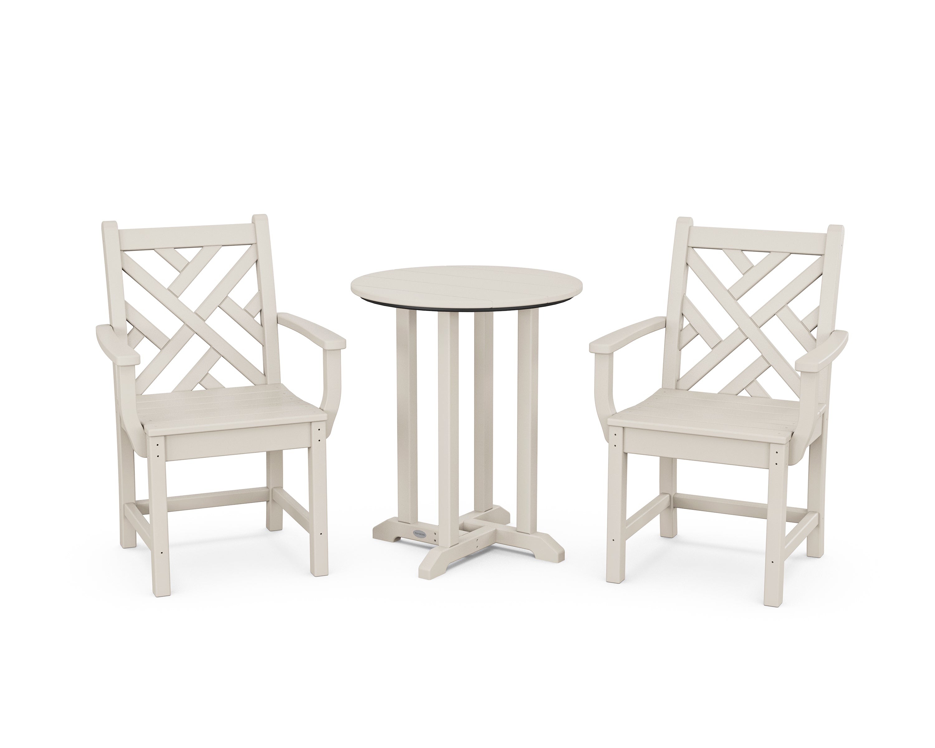 POLYWOOD® Chippendale 3-Piece Round Bistro Dining Set in Sand
