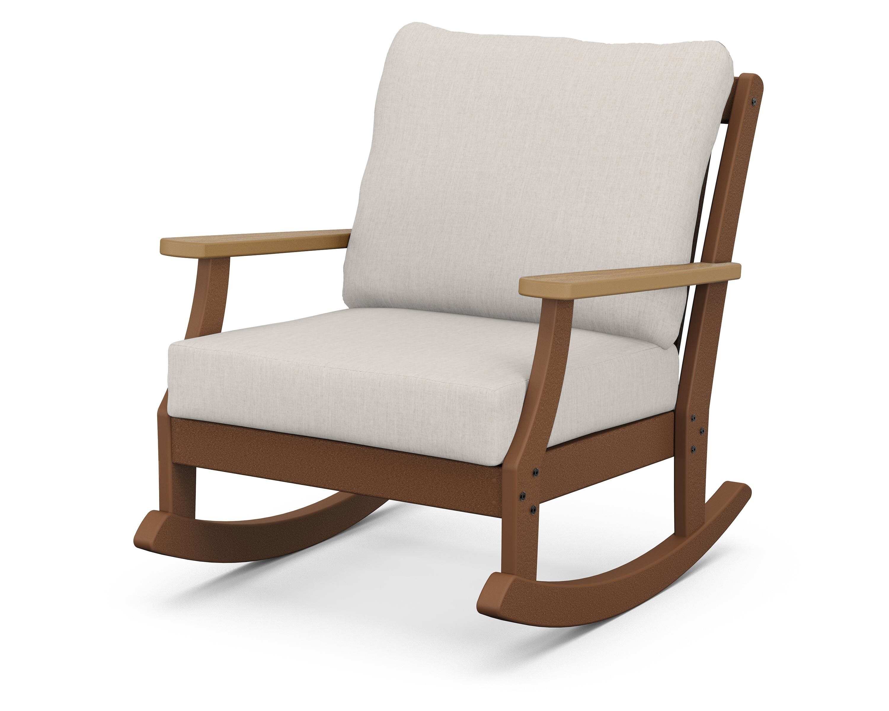 POLYWOOD® Braxton Deep Seating Rocking Chair in Teak / Natural / Cast Ash