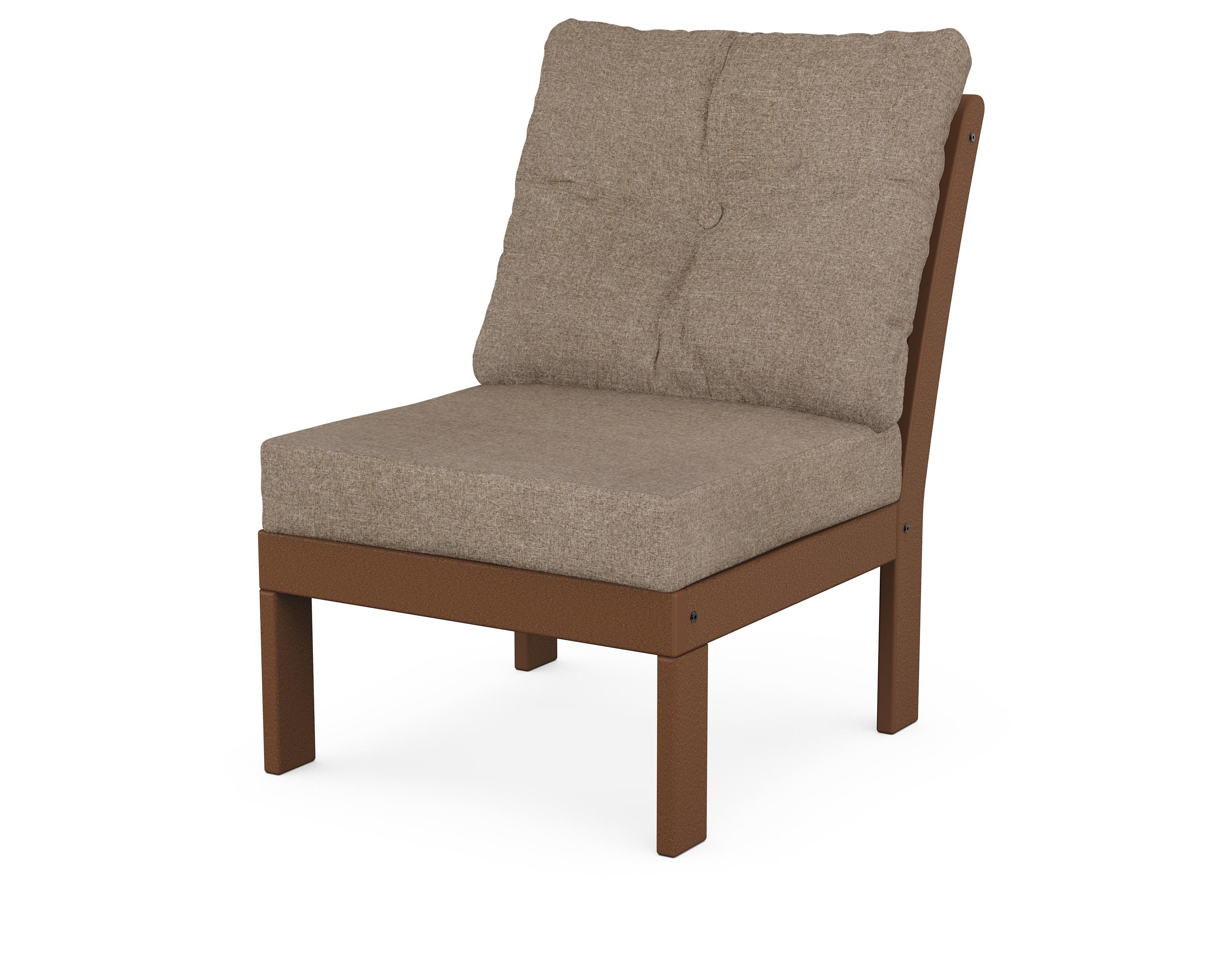 POLYWOOD® Vineyard Modular Armless Chair in Teak / Spiced Burlap