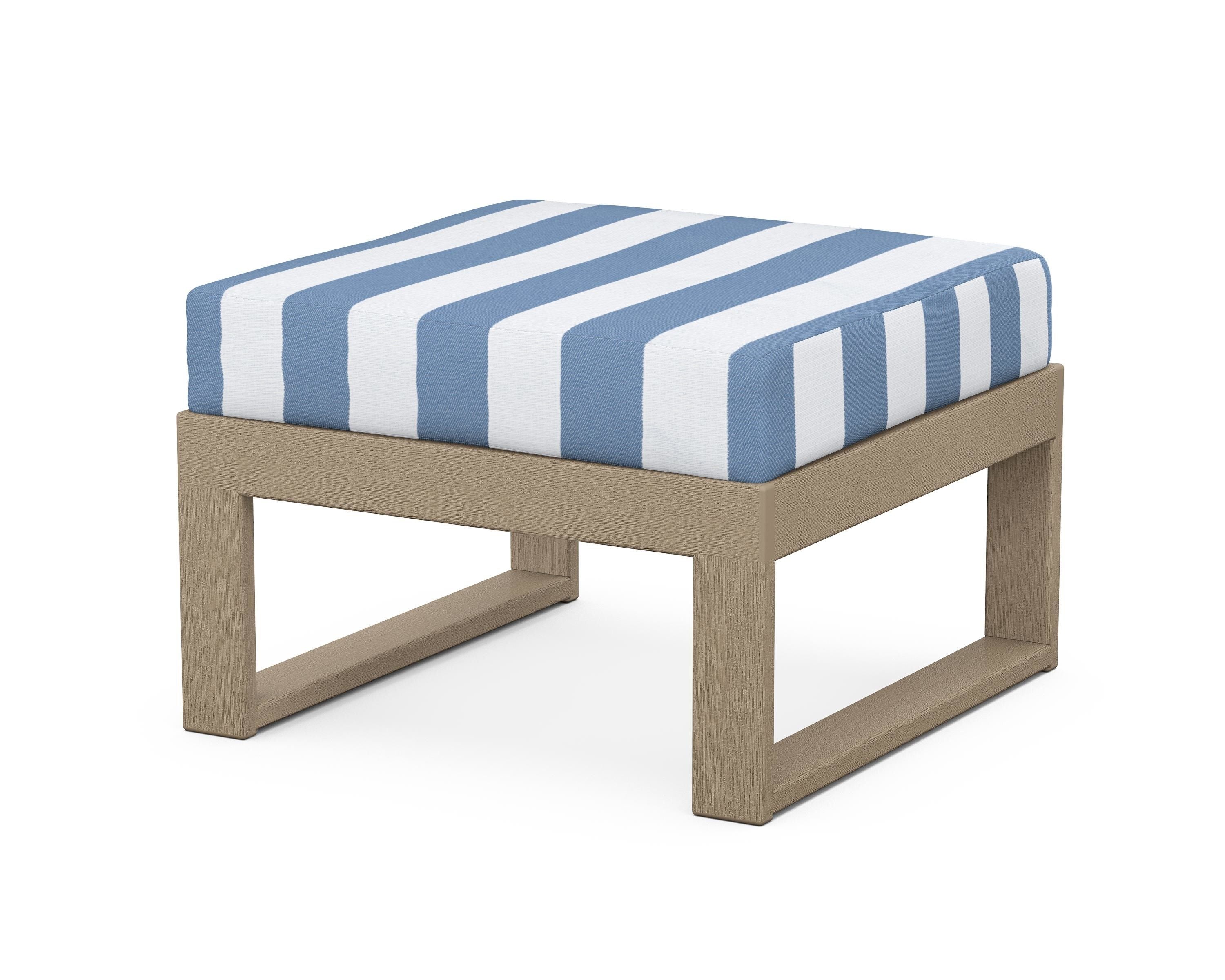 Unbranded Modular Ottoman - Modern in Vintage Sahara / Cabana Stripe Sky Blue
