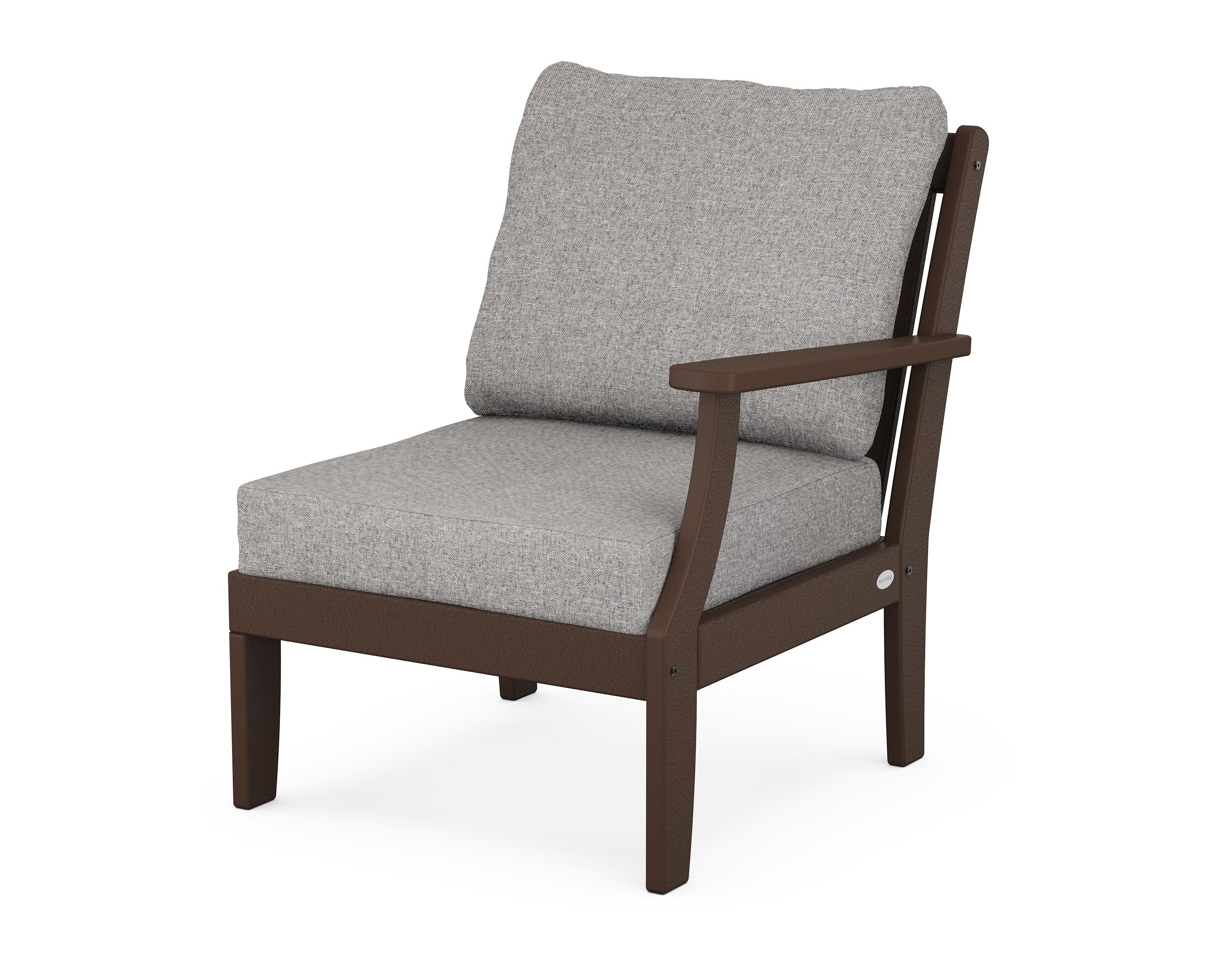 POLYWOOD® Braxton Modular Right Arm Chair in Mahogany / Grey Mist