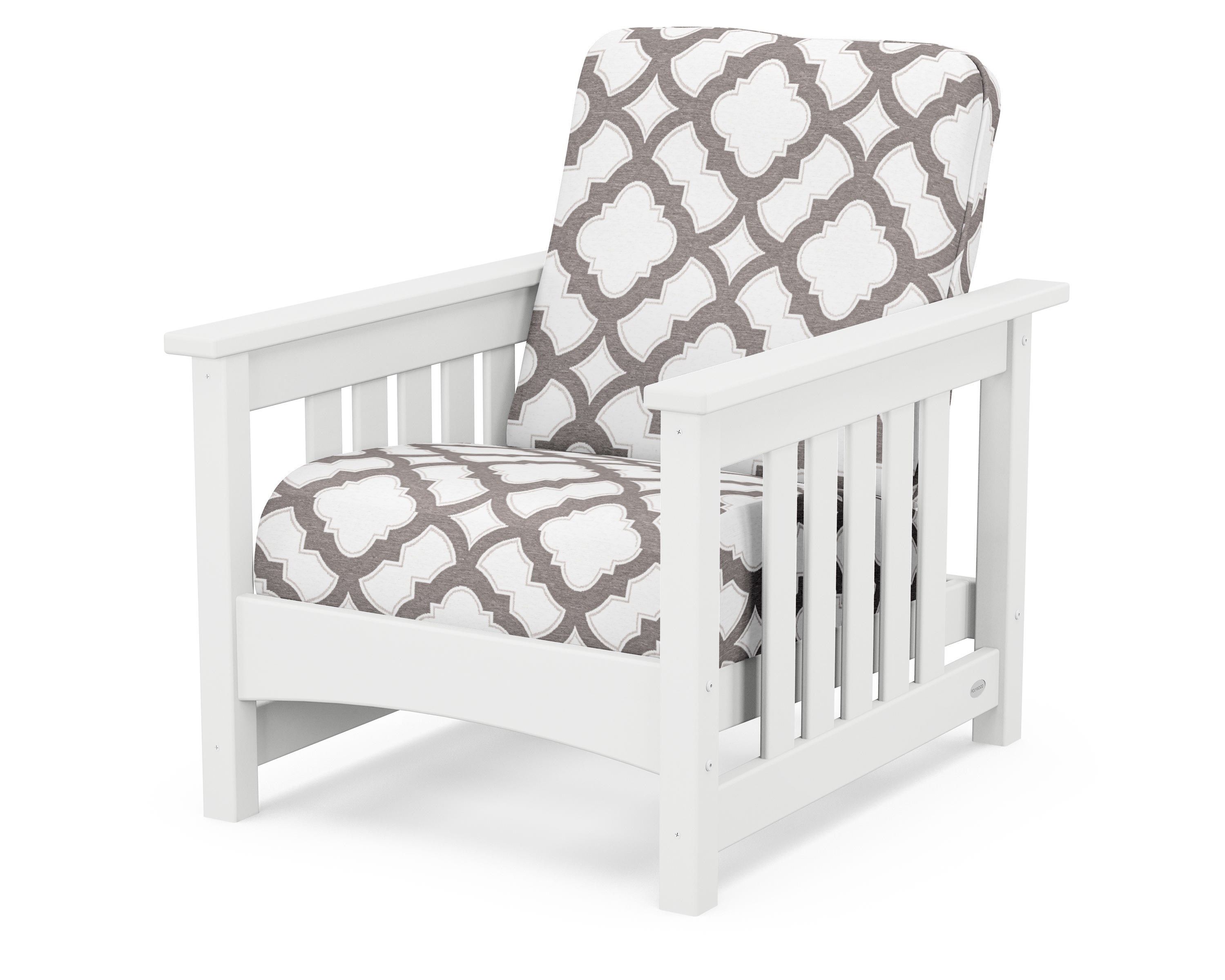 POLYWOOD® Club Mission Chair in White / Trellis Grey Mist