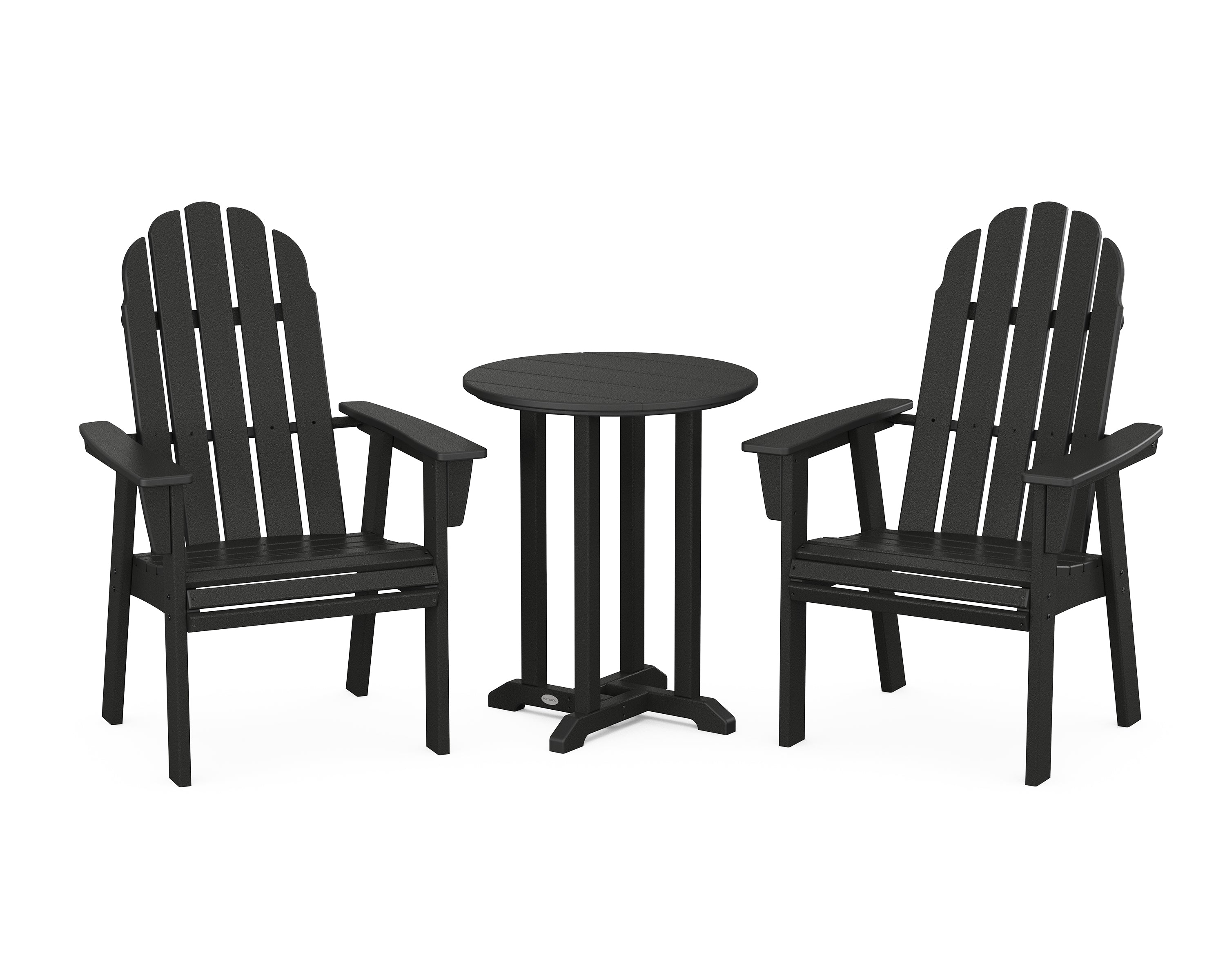 POLYWOOD® Vineyard Adirondack 3-Piece Round Bistro Dining Set in Black
