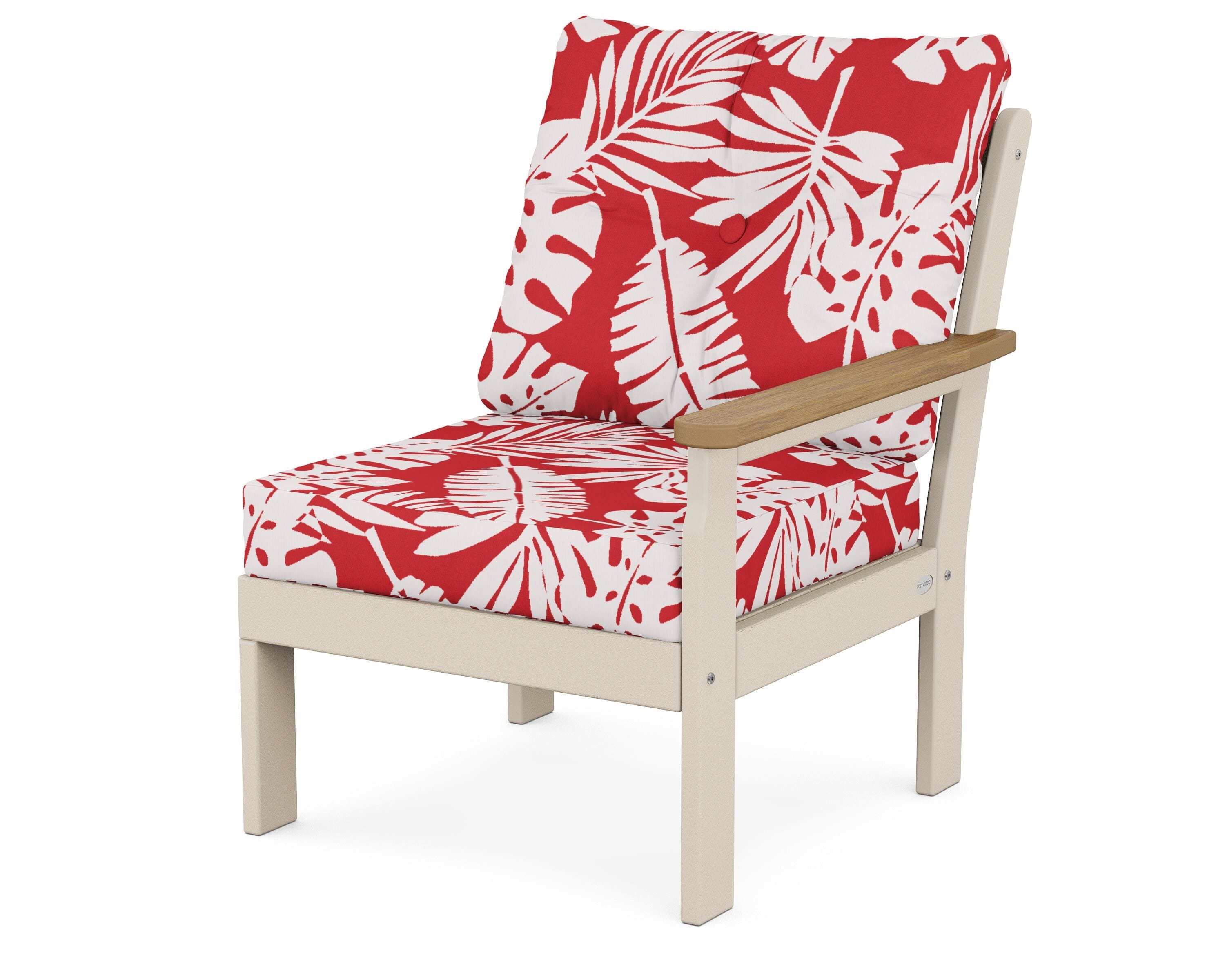 POLYWOOD® Vineyard Modular Right Arm Chair in Sand / Natural / Leaf Crimson