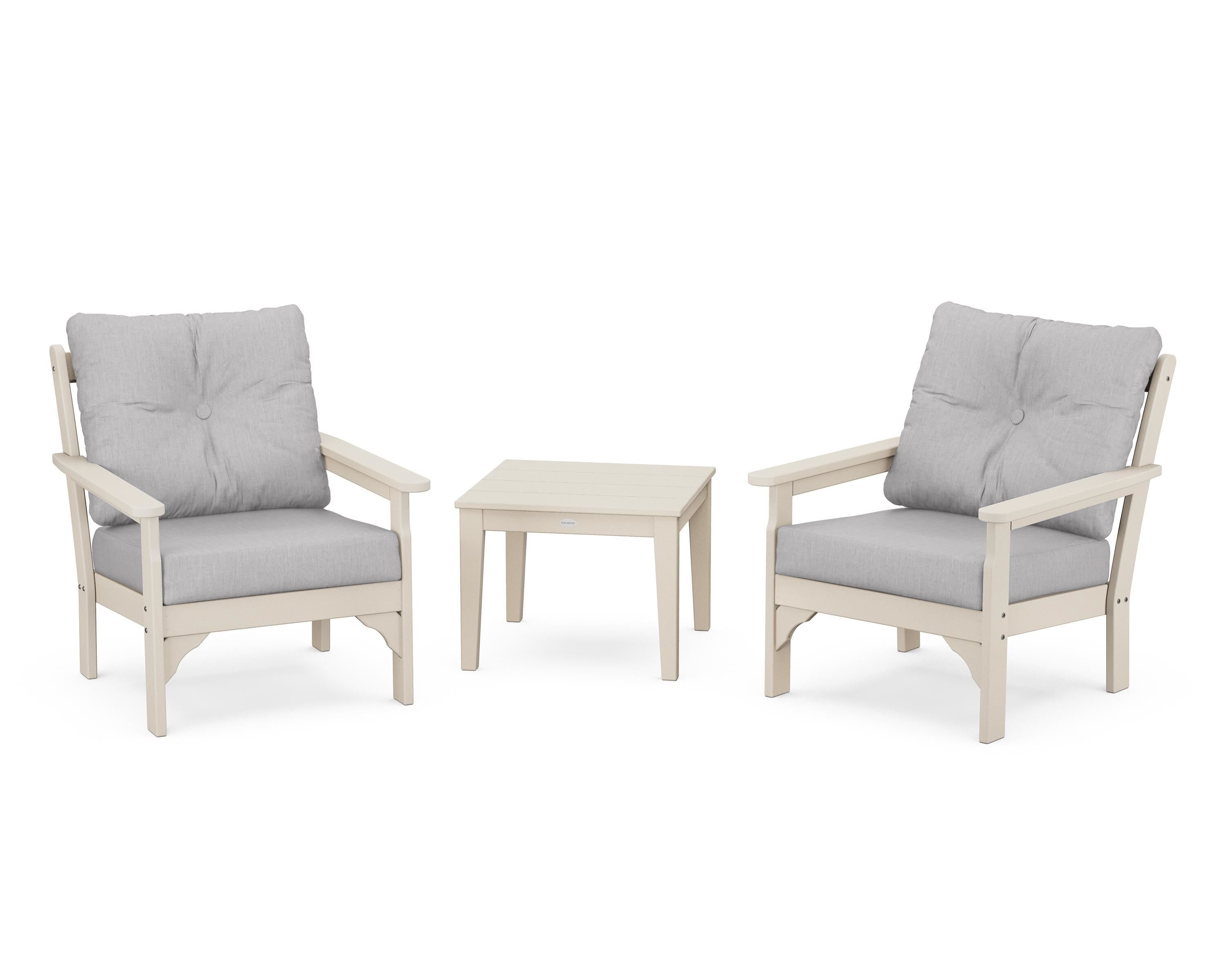 POLYWOOD® Vineyard 3-Piece Deep Seating Set in Sand / Granite