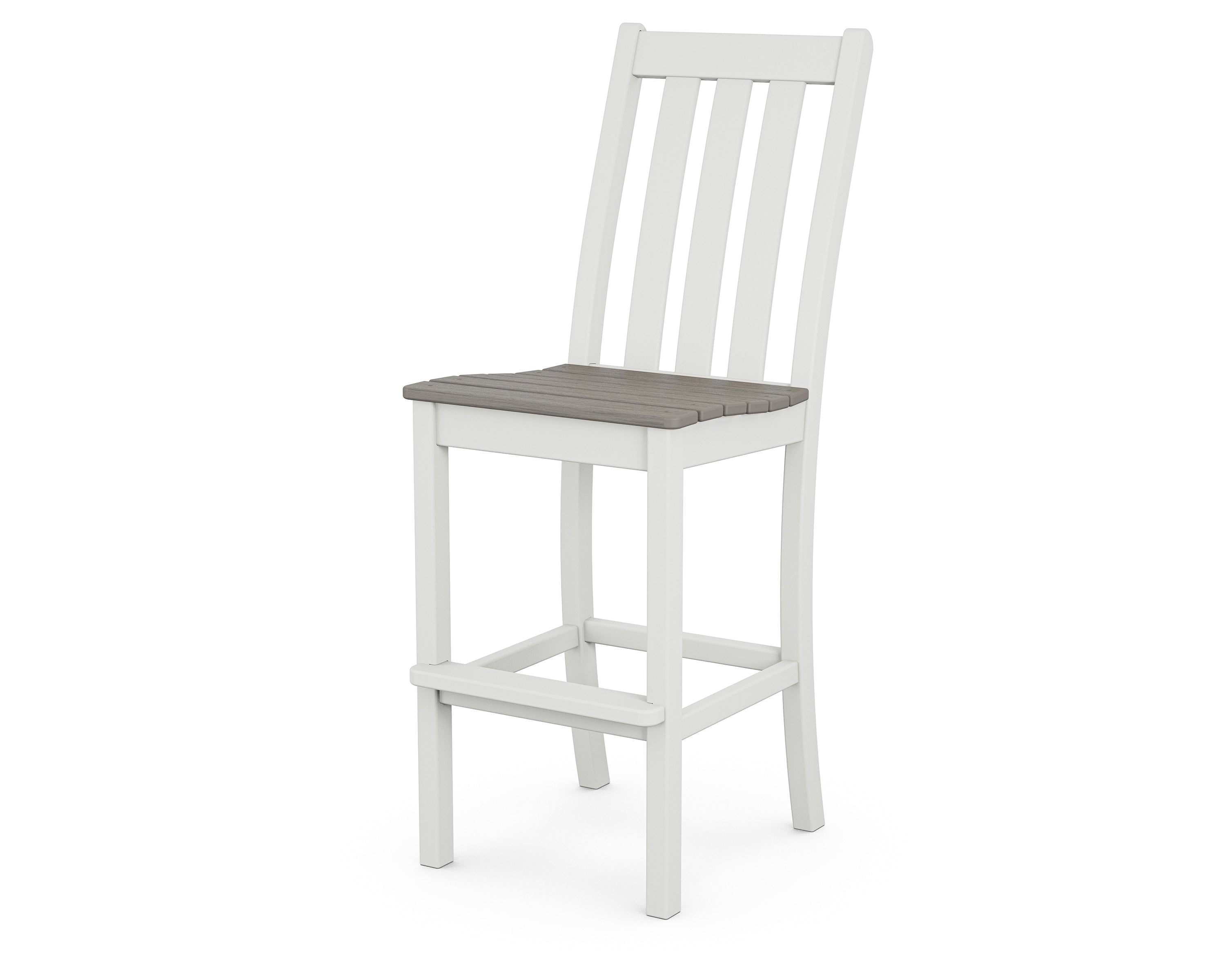 POLYWOOD® Vineyard Bar Side Chair in White / Driftwood