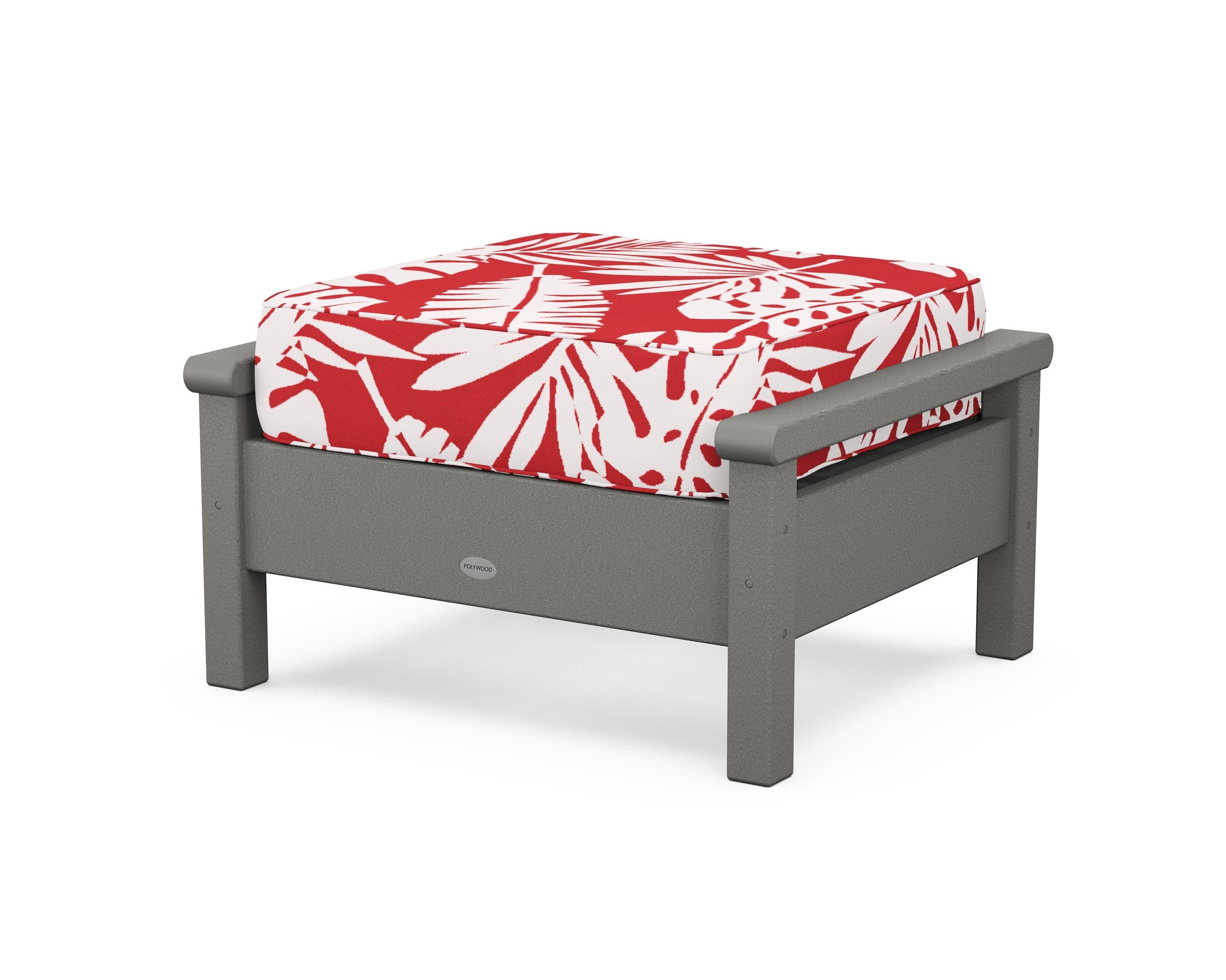 POLYWOOD® Harbour Deep Seating Ottoman in Slate Grey / Leaf Crimson