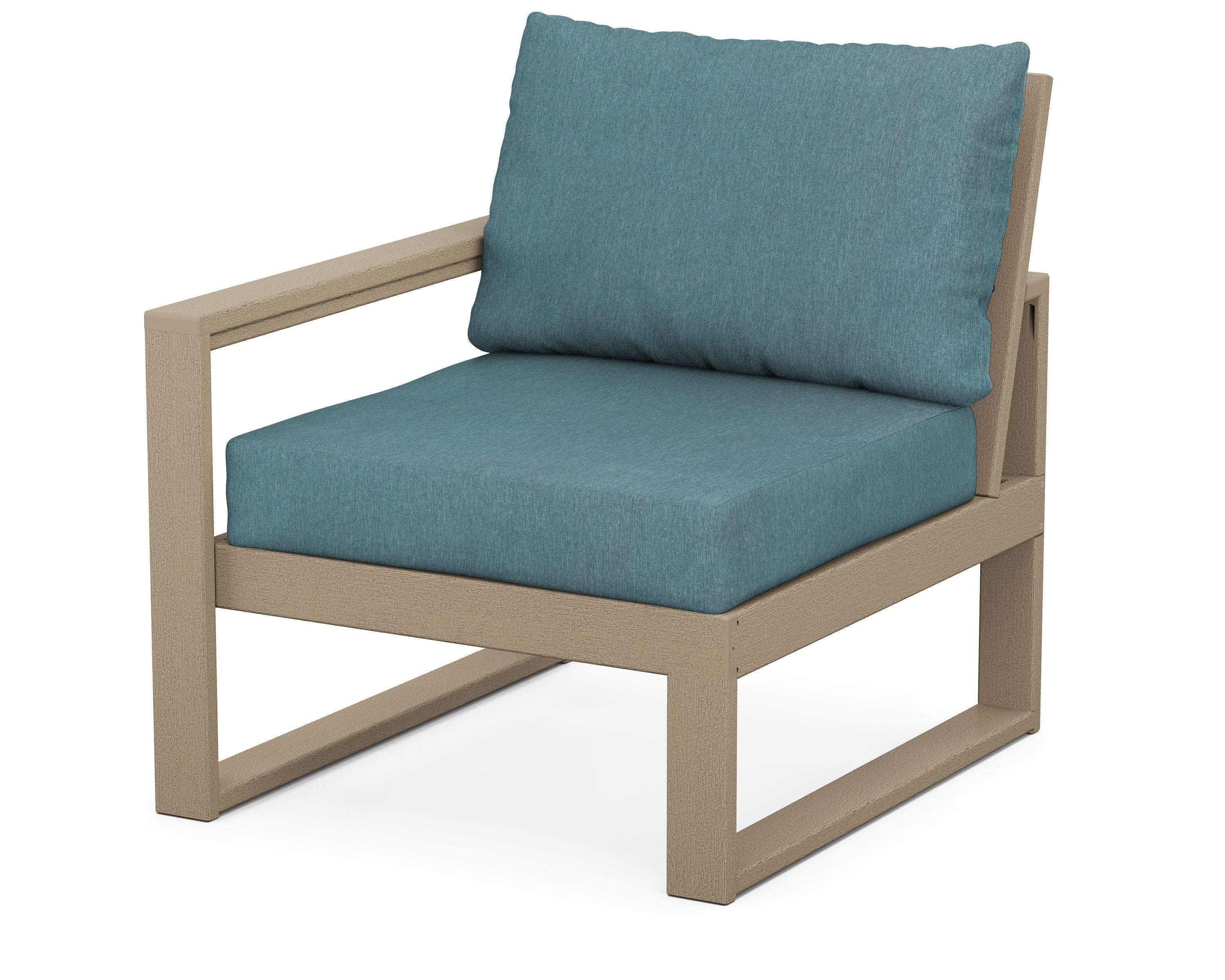 POLYWOOD® EDGE Modular Left Arm Chair in Vintage Sahara / Ocean Teal