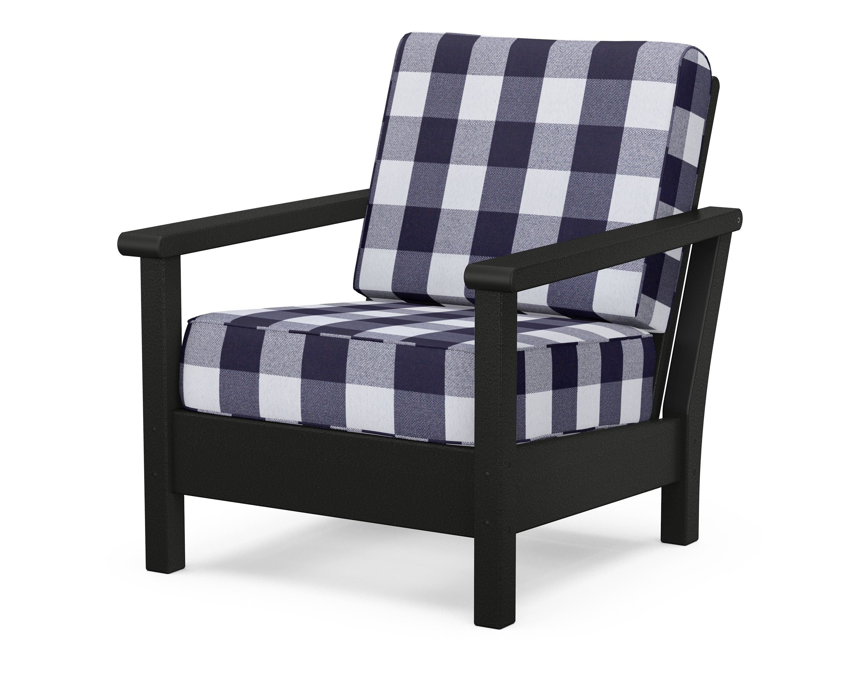 POLYWOOD® Harbour Deep Seating Chair in Black / Buffalo Plaid Navy