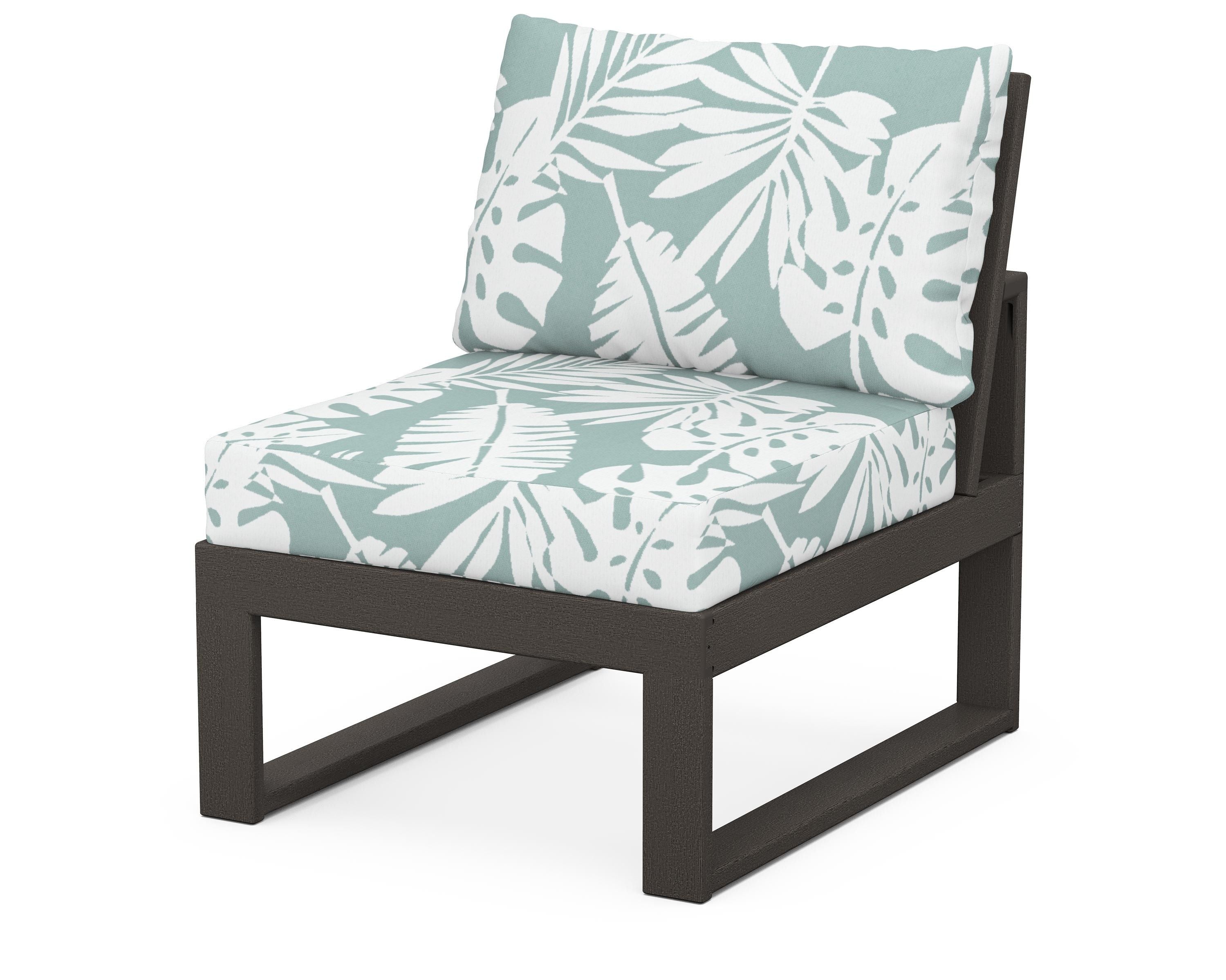 Unbranded Modular Armless Chair in Vintage Coffee / Leaf Glacier Spa