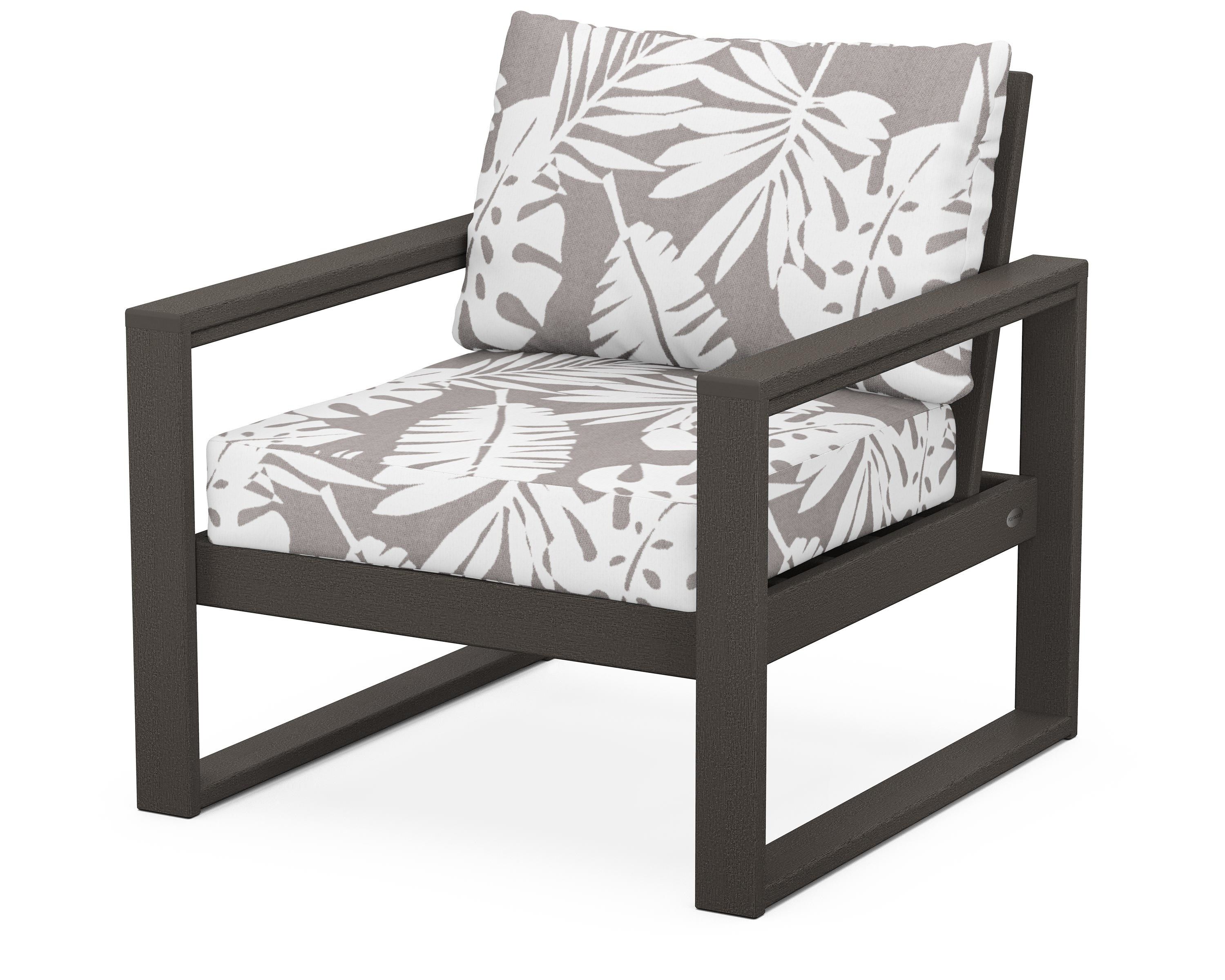 POLYWOOD® EDGE Club Chair in Vintage Coffee / Leaf Grey Mist