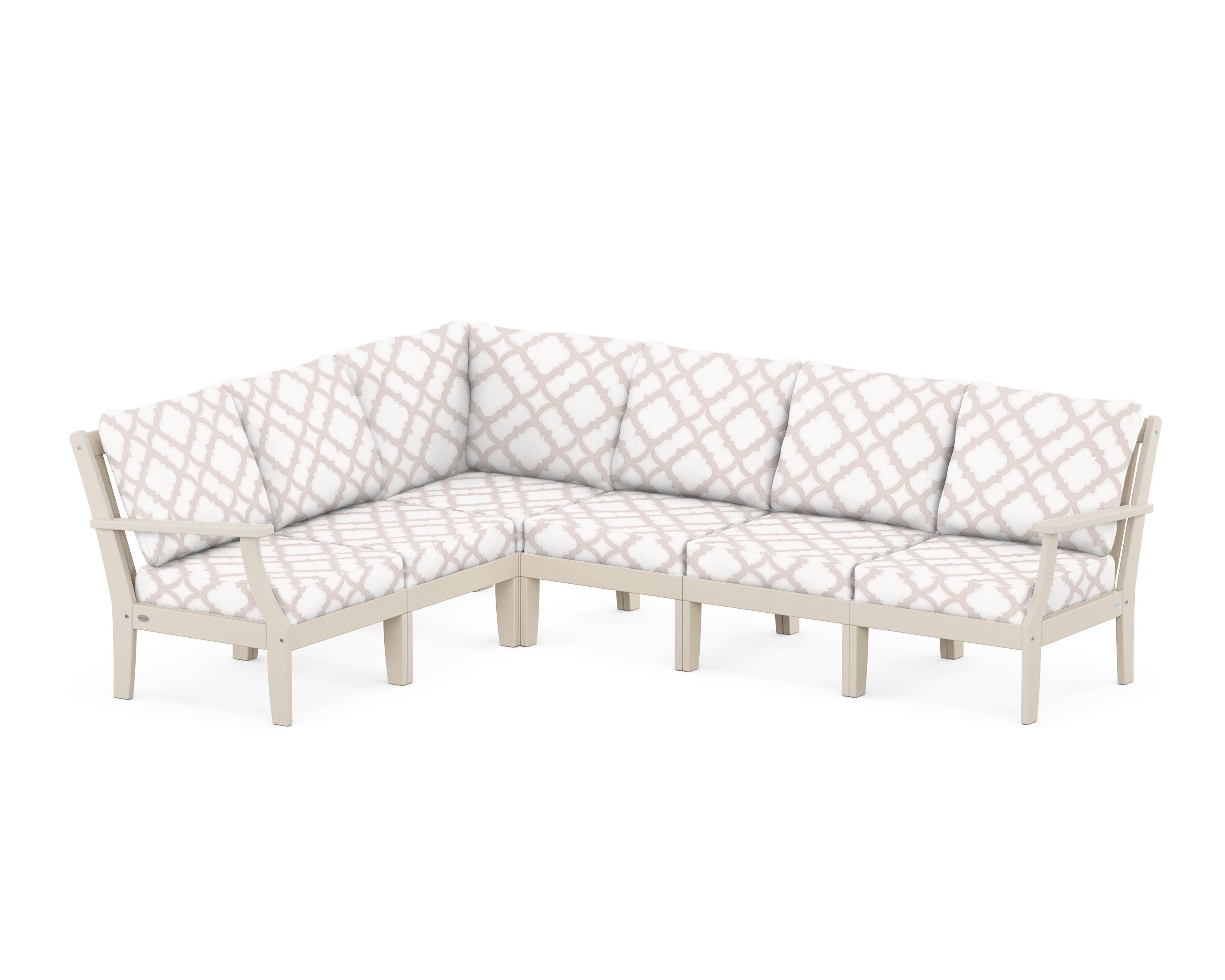 POLYWOOD® Braxton Modular 6-Piece Deep Seating Set in Sand / Trellis Dune Burlap