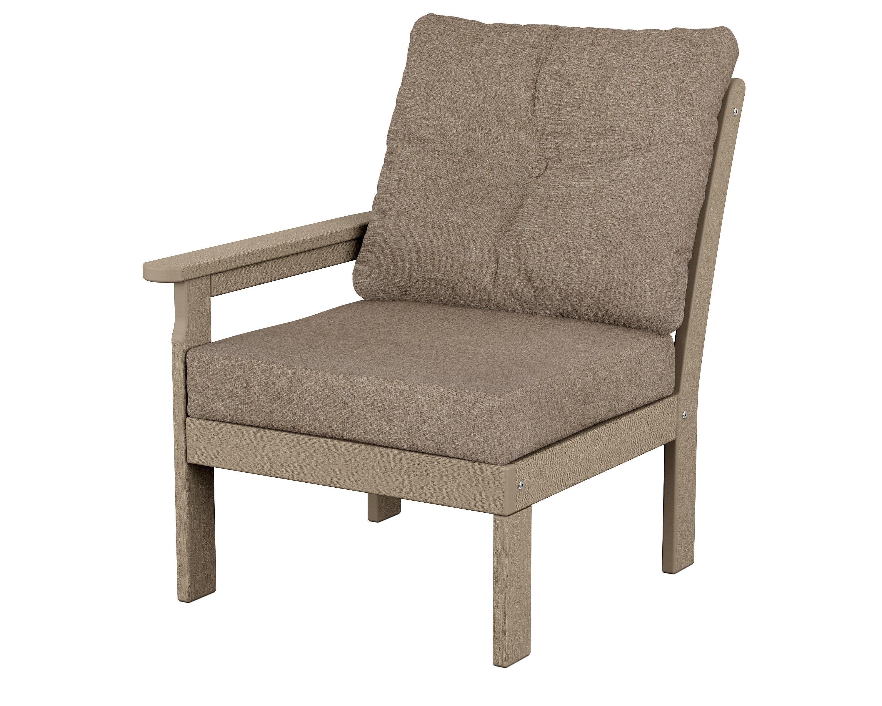 POLYWOOD® Vineyard Modular Left Arm Chair in Vintage Sahara / Spiced Burlap