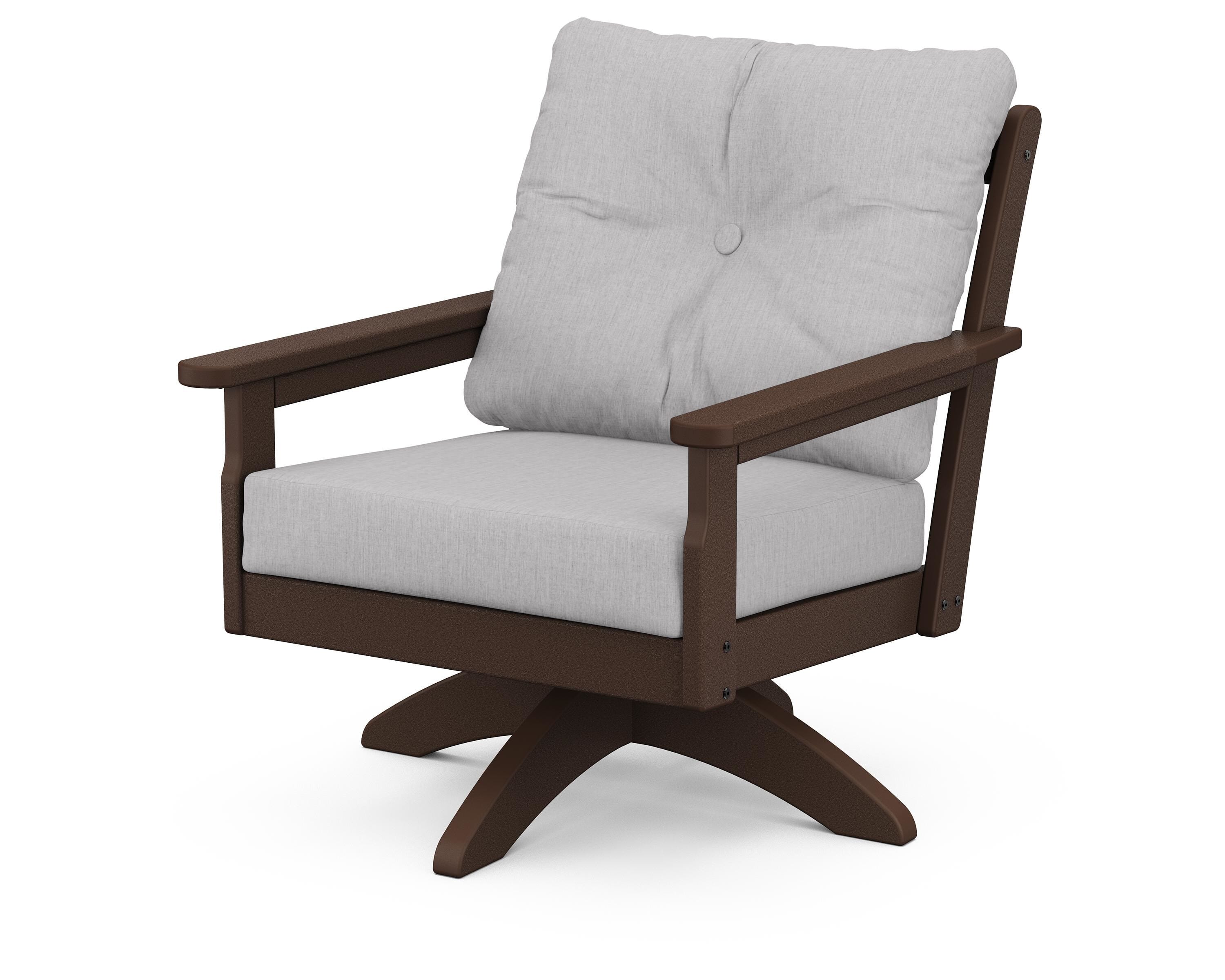 POLYWOOD® Vineyard Deep Seating Swivel Chair in Mahogany / Granite