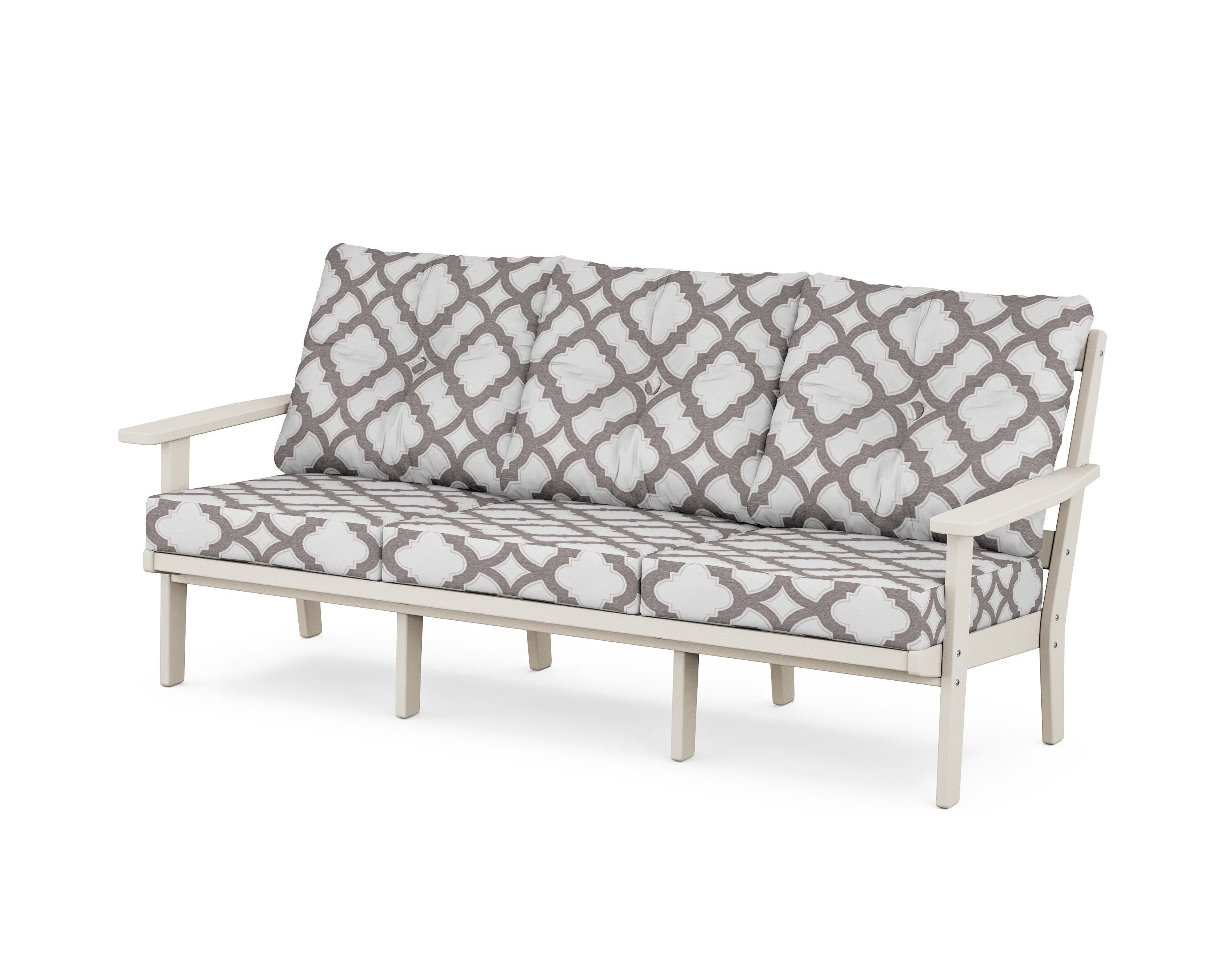 POLYWOOD® Prairie Deep Seating Sofa in Sand / Trellis Grey Mist