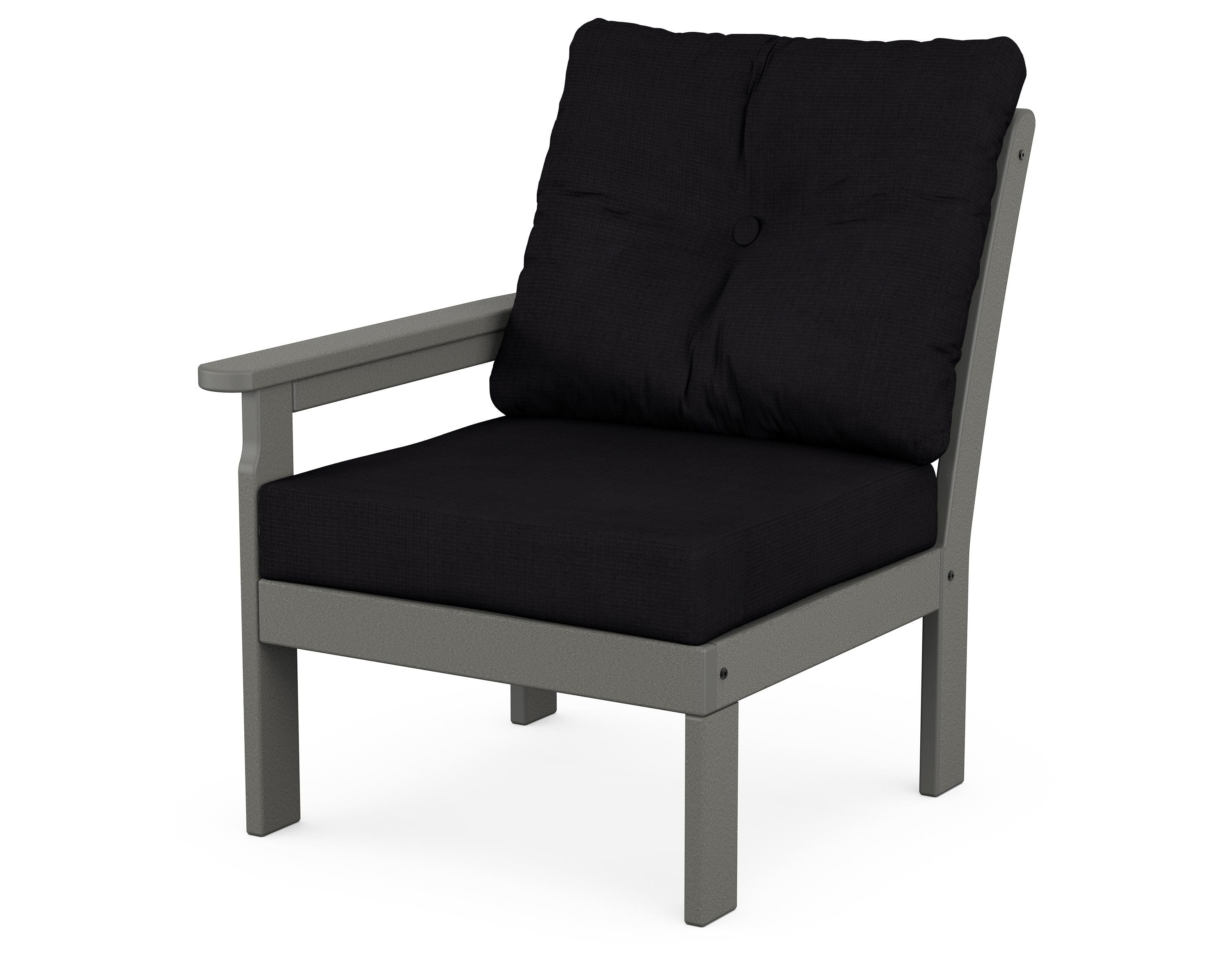 POLYWOOD® Vineyard Modular Left Arm Chair in Slate Grey / Midnight Linen