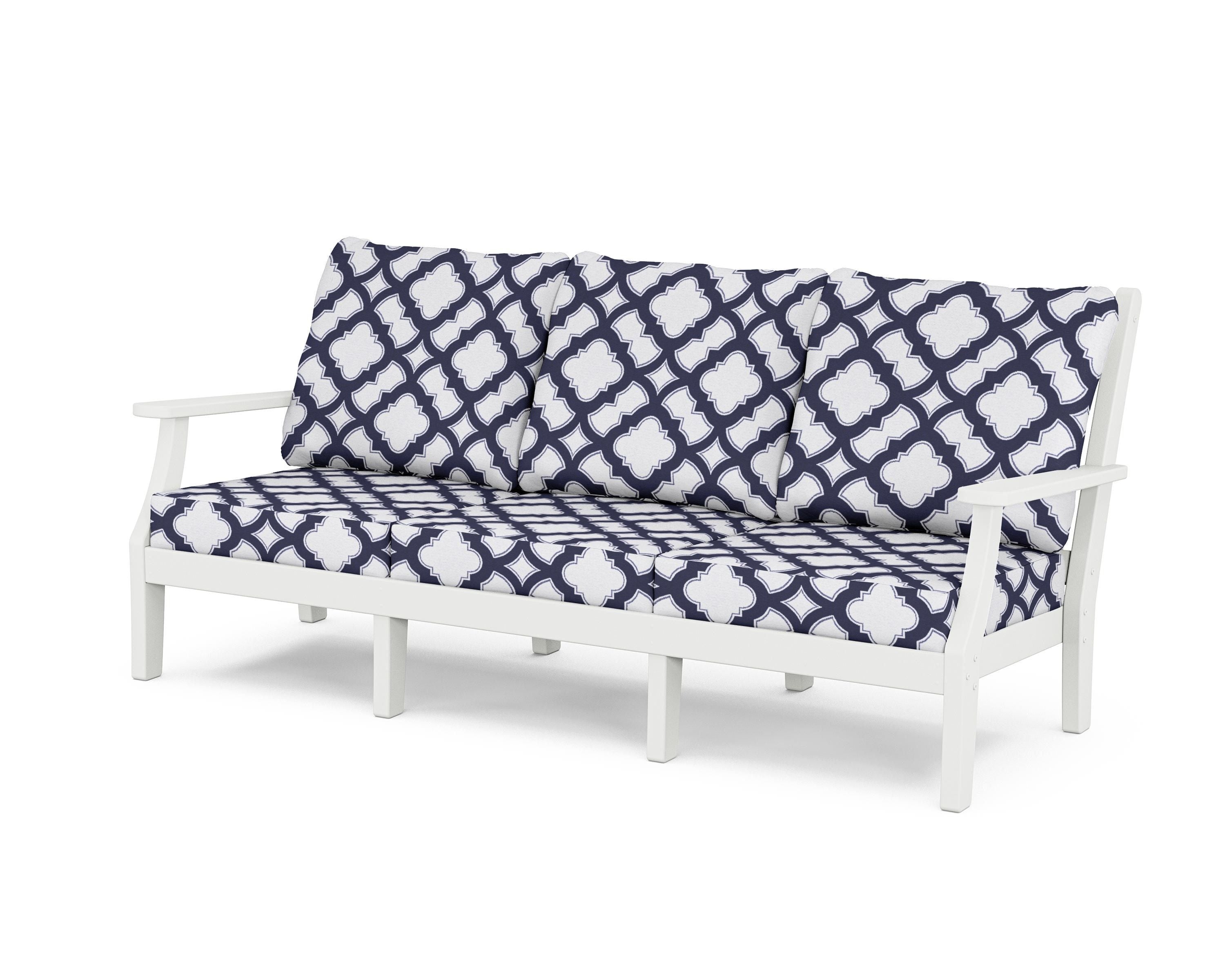 Country Living Wovendale Deep Seating Sofa in White / Trellis Navy