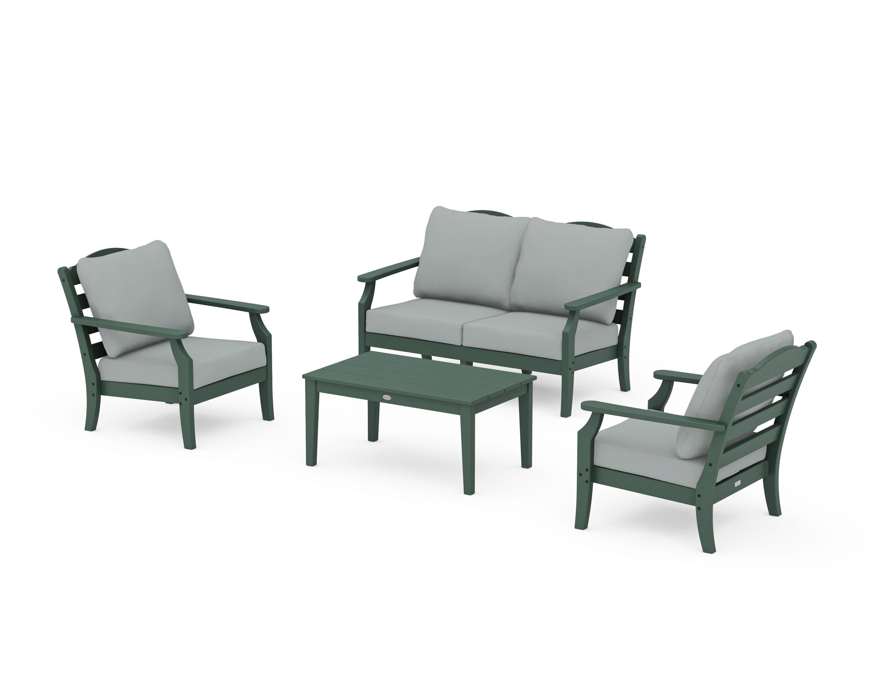 Draper James™ by POLYWOOD® Savannah 4-Piece Deep Seating Set with Loveseat in Green / Spa