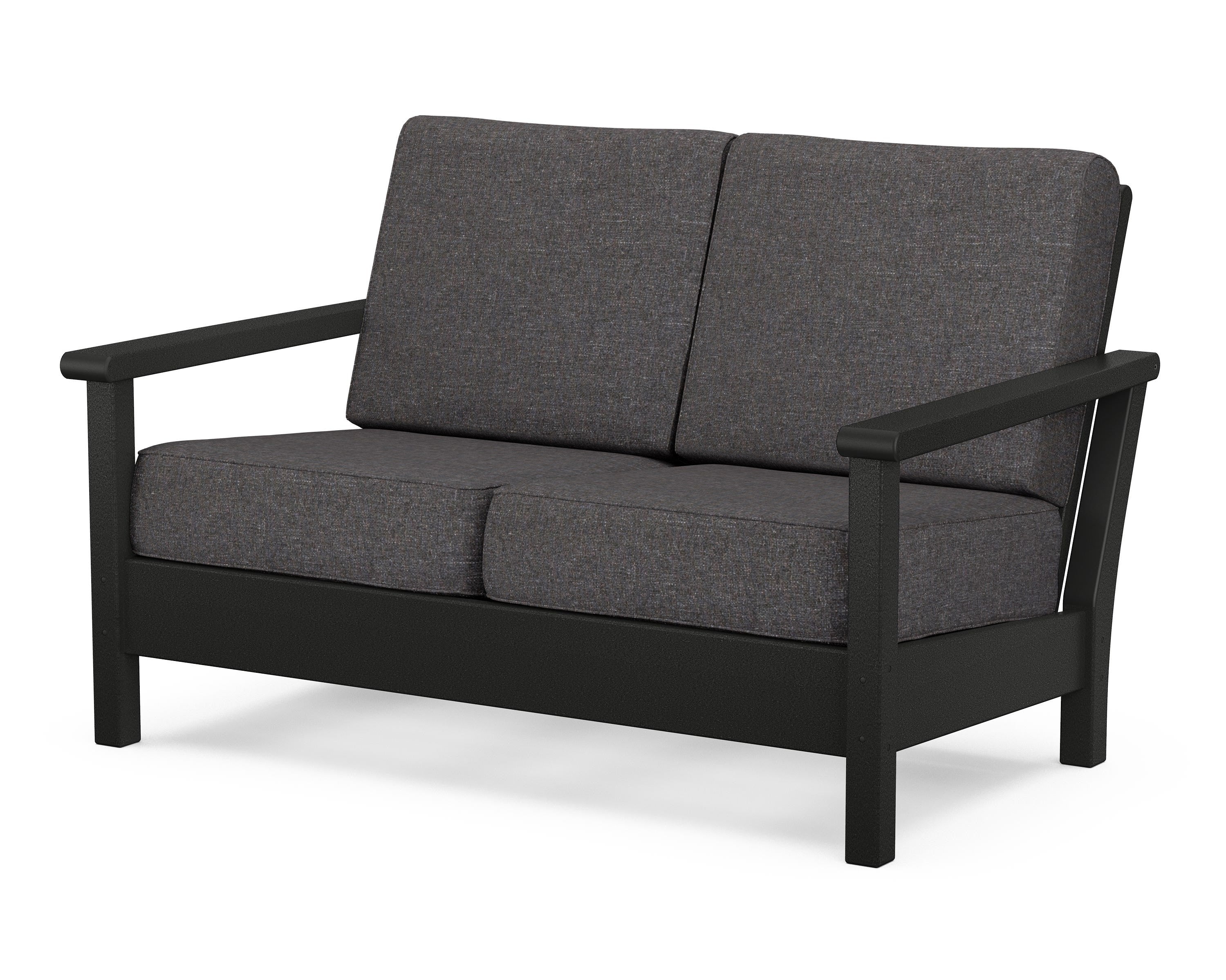 POLYWOOD® Harbour Deep Seating Loveseat in Black / Ash Charcoal
