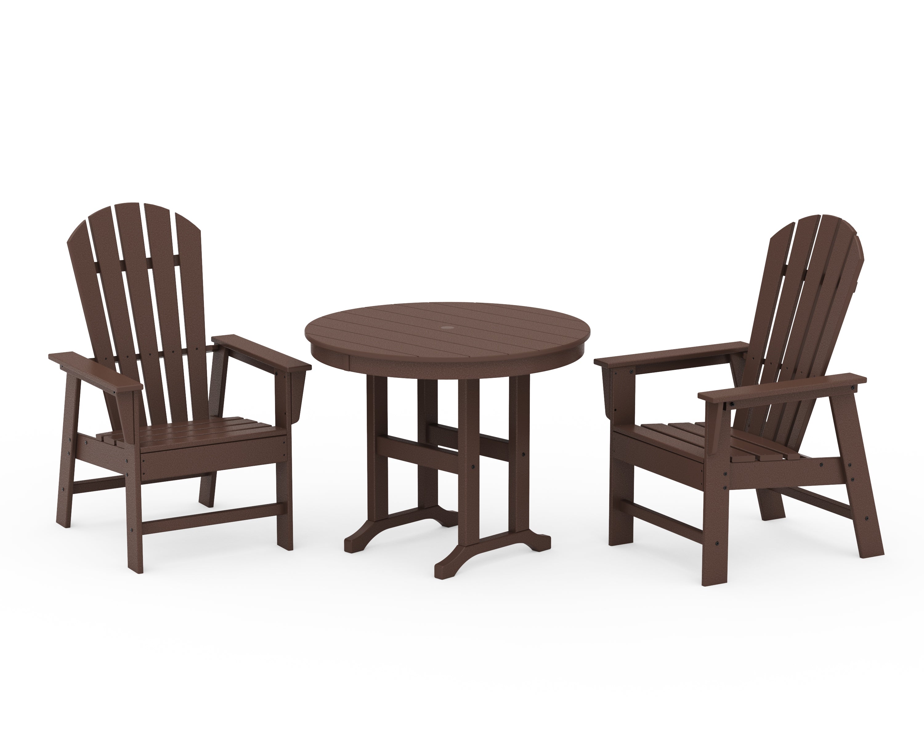 POLYWOOD® South Beach 3-Piece Round Farmhouse Dining Set in Mahogany
