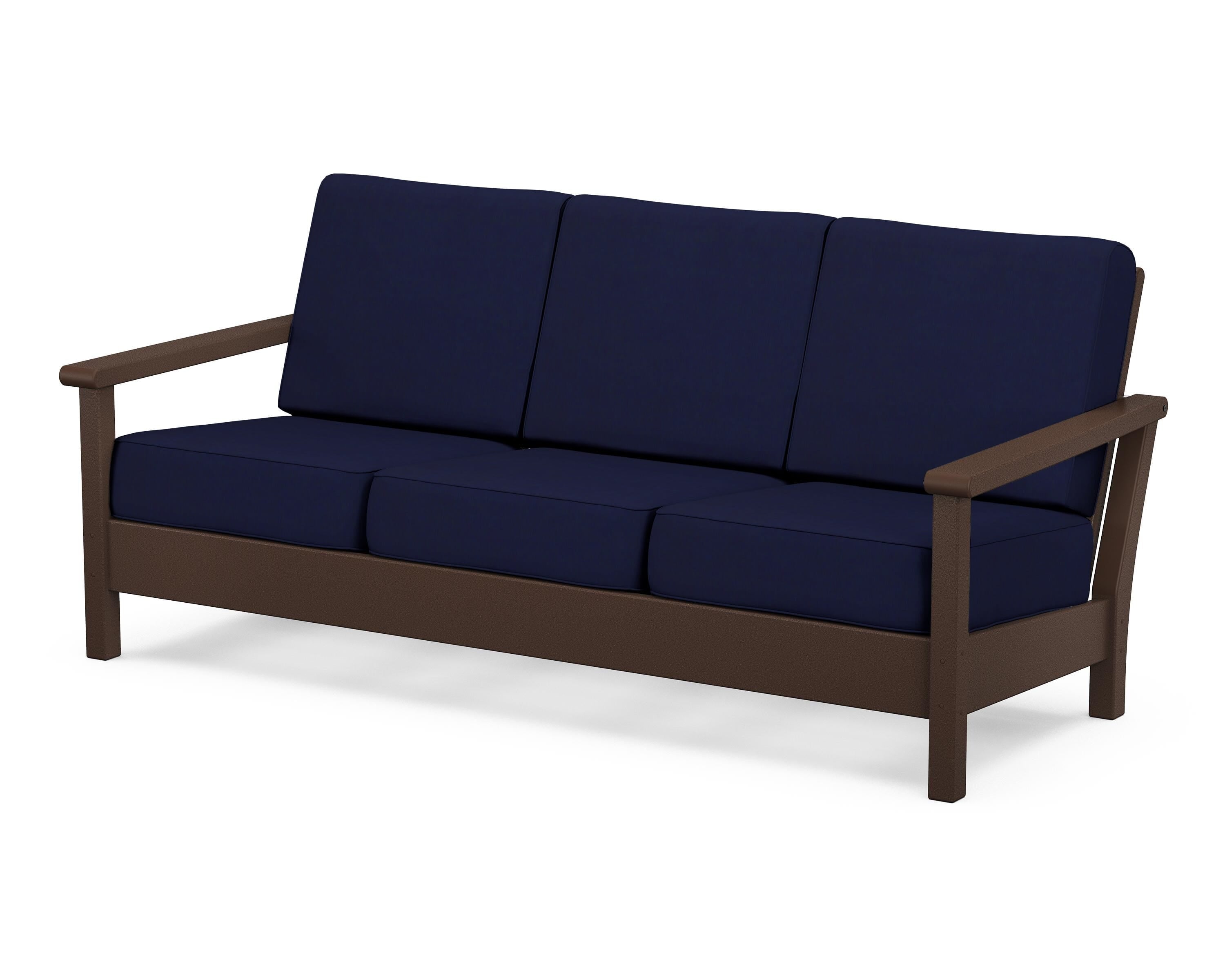POLYWOOD® Harbour Deep Seating Sofa in Mahogany / Navy