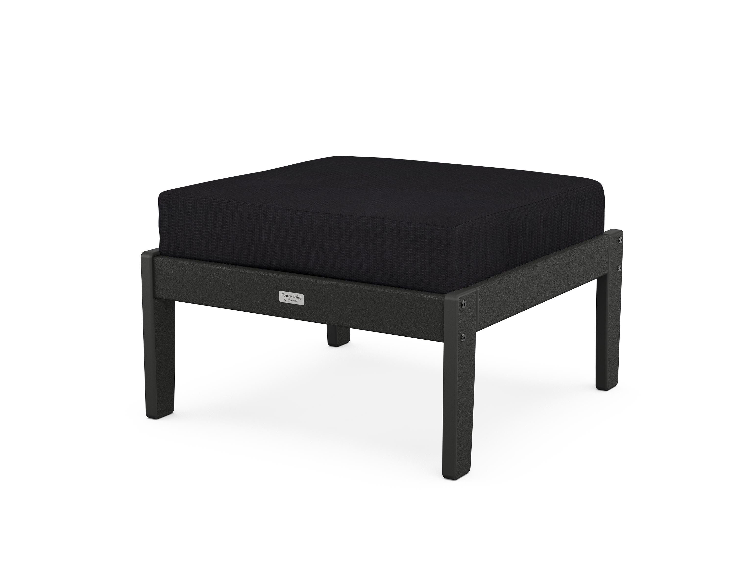 Country Living Cottage Deep Seating Ottoman in Black / Midnight Linen
