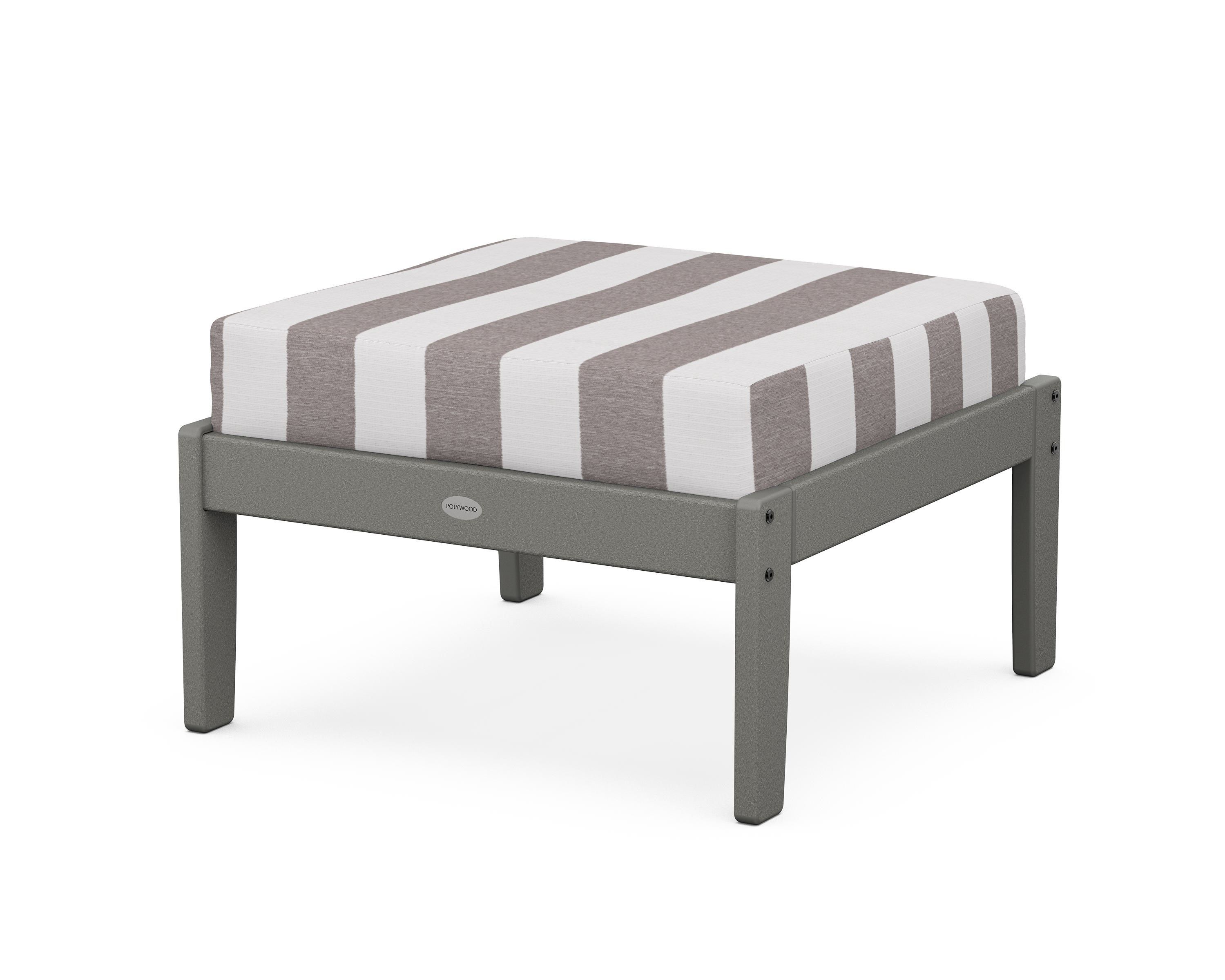POLYWOOD® Braxton Deep Seating Ottoman in Slate Grey / Cabana Stripe Grey Mist
