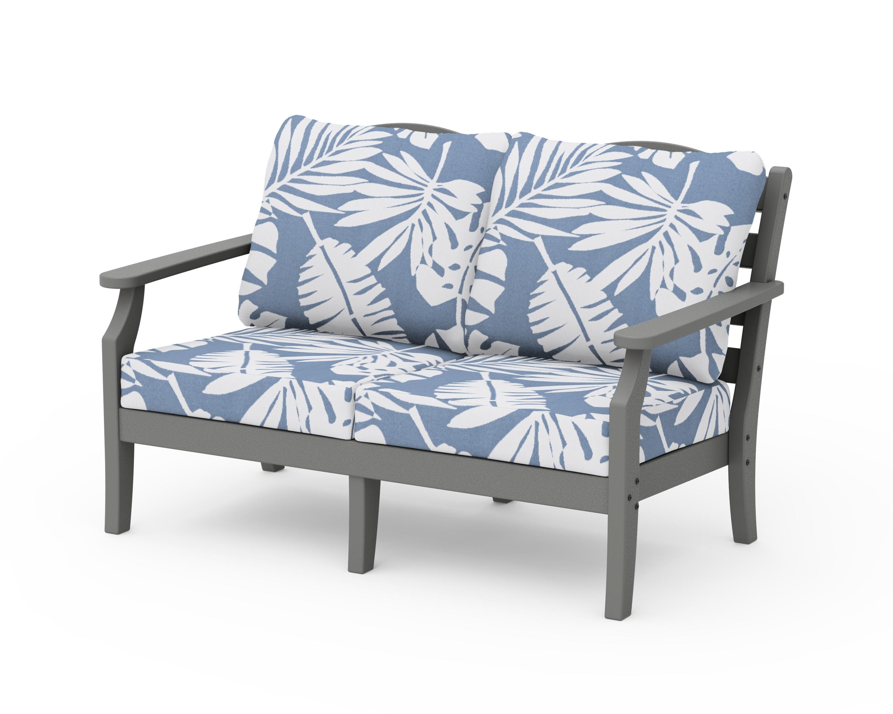 Draper James™ by POLYWOOD® Savannah Deep Seating Loveseat in Slate Grey / Leaf Sky Blue