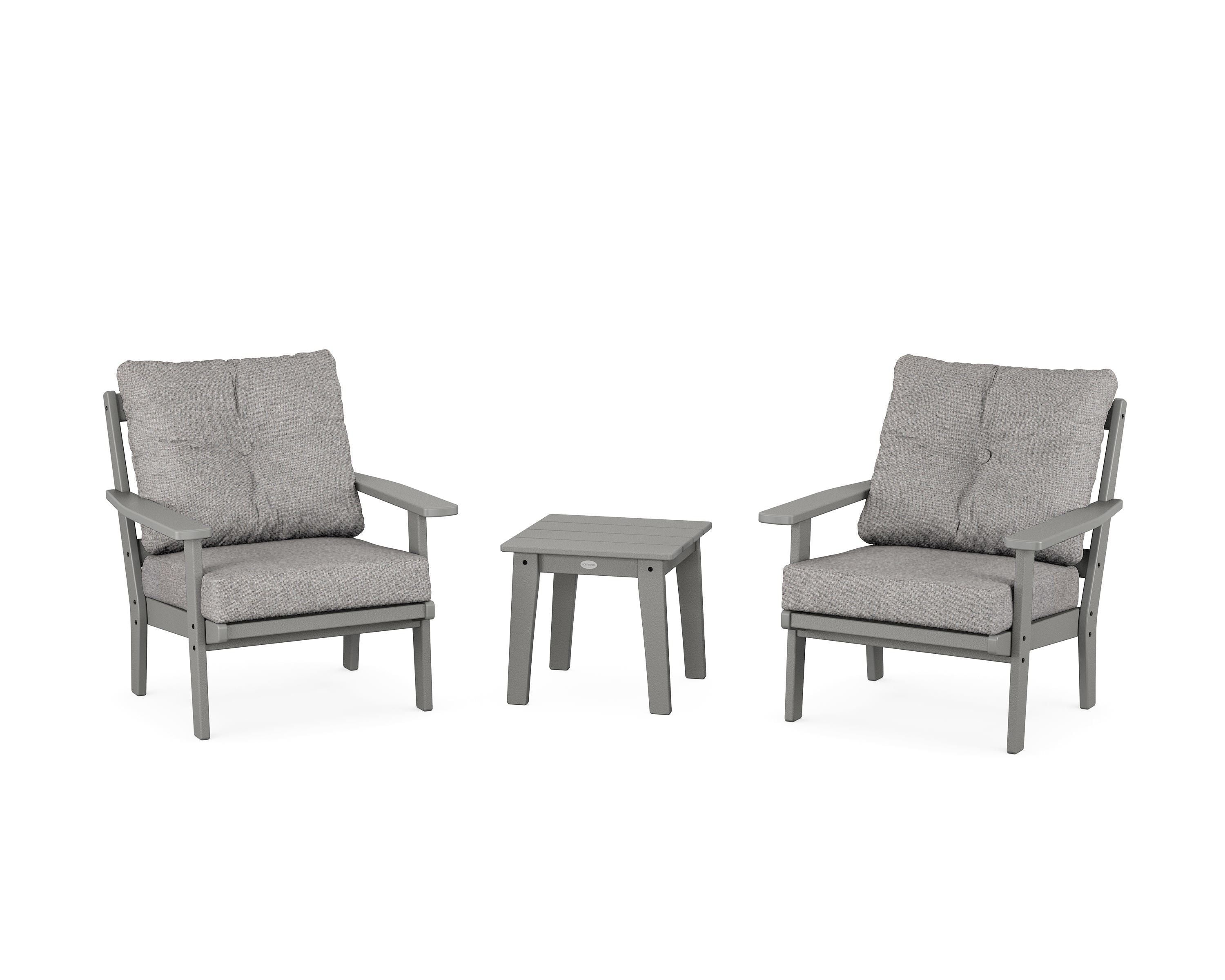 POLYWOOD® Oxford 3-Piece Deep Seating Set in Slate Grey / Grey Mist