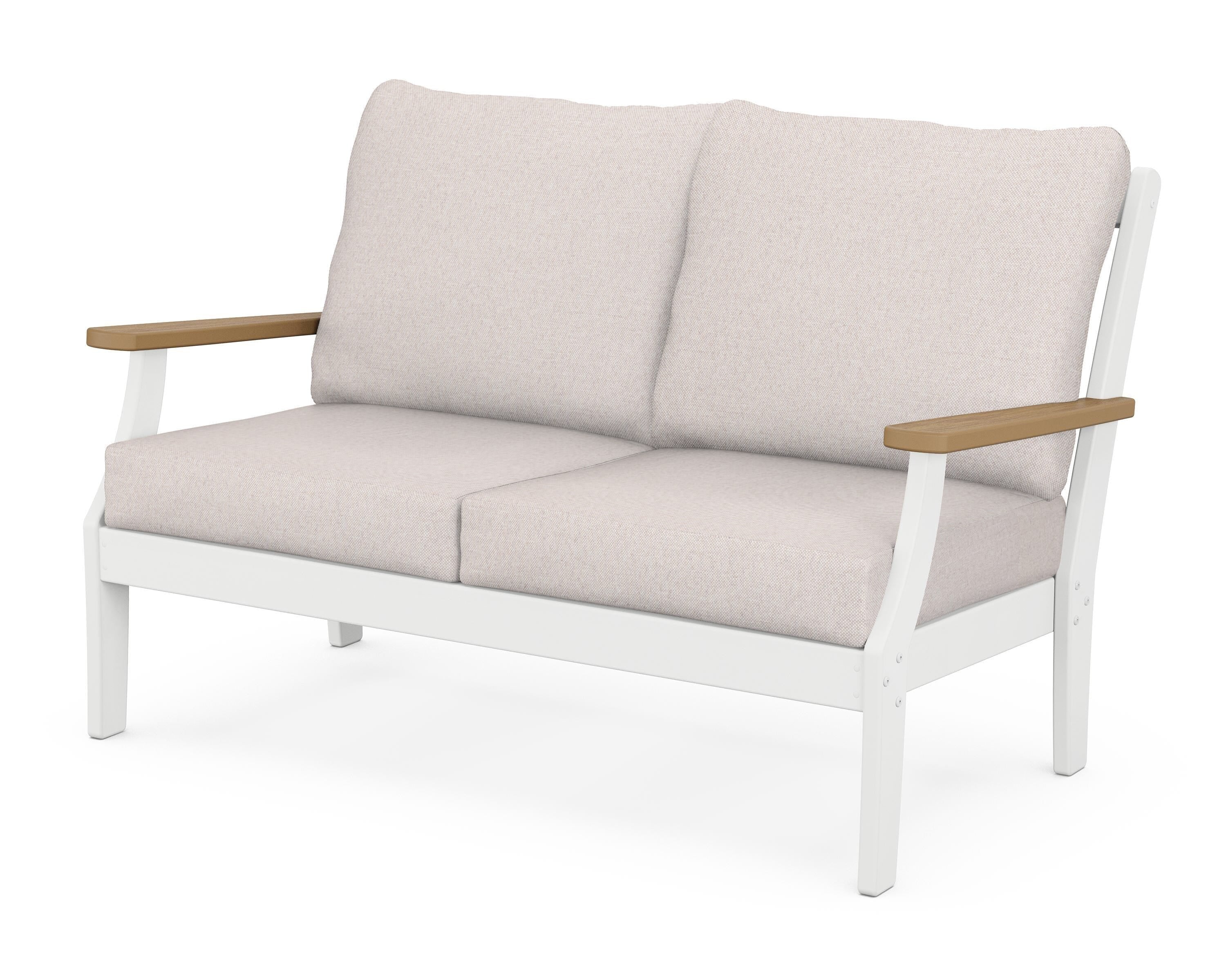POLYWOOD® Braxton Deep Seating Loveseat in White / Natural / Dune Burlap