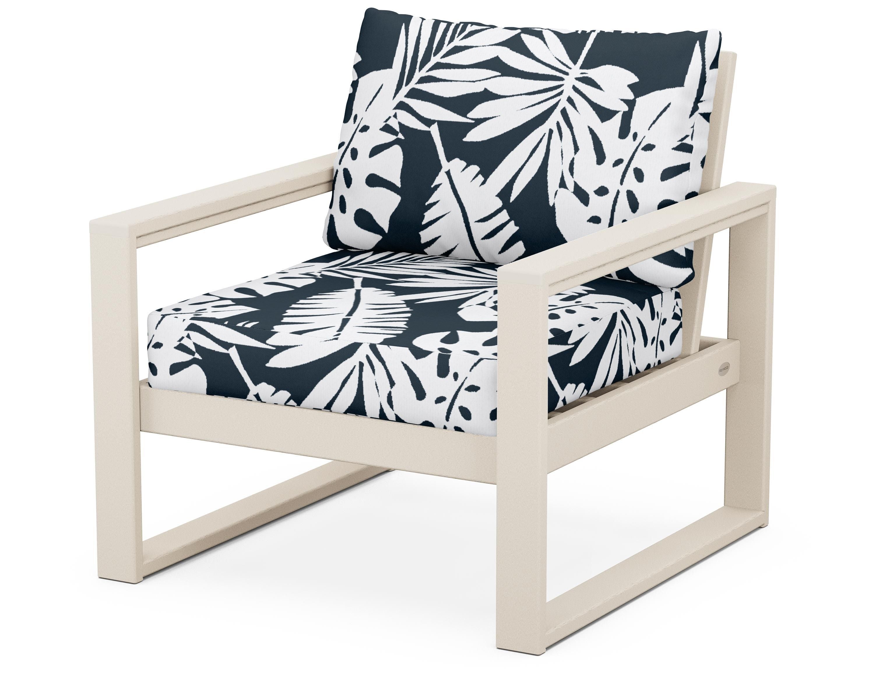 POLYWOOD® EDGE Club Chair in Sand / Leaf Marine Indigo