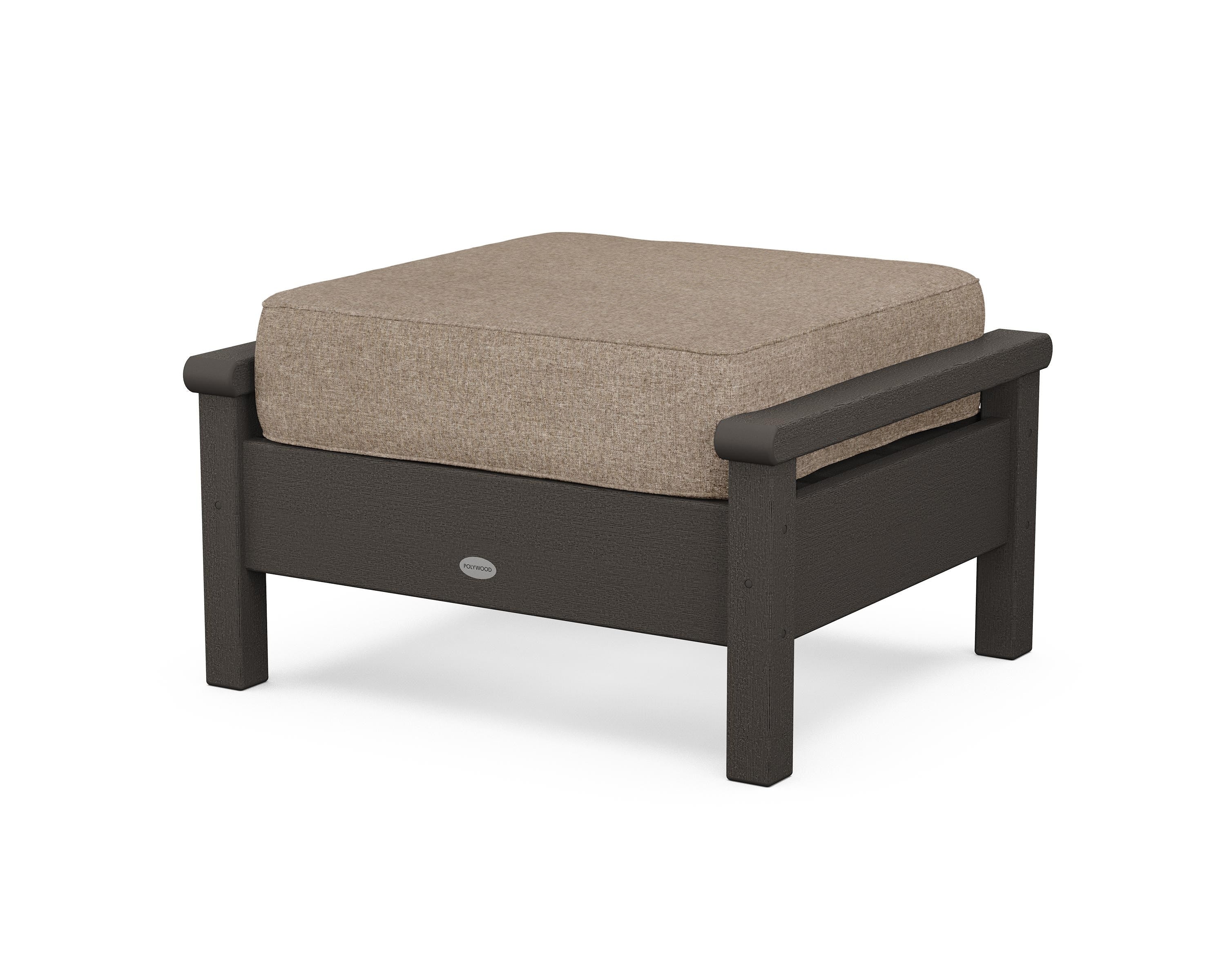 POLYWOOD® Harbour Deep Seating Ottoman in Vintage Coffee / Spiced Burlap