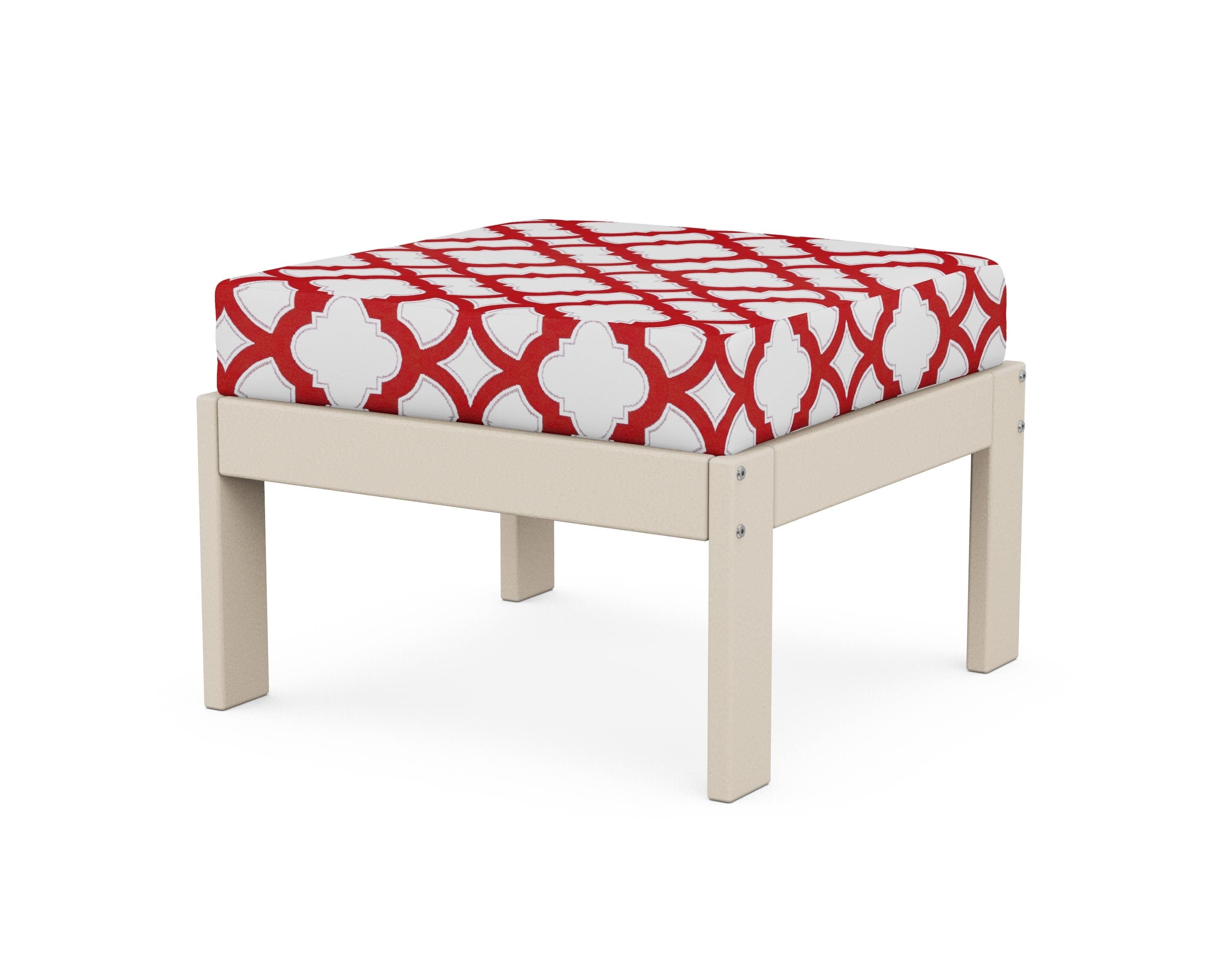 POLYWOOD® Vineyard Modular Ottoman in Sand / Trellis Crimson