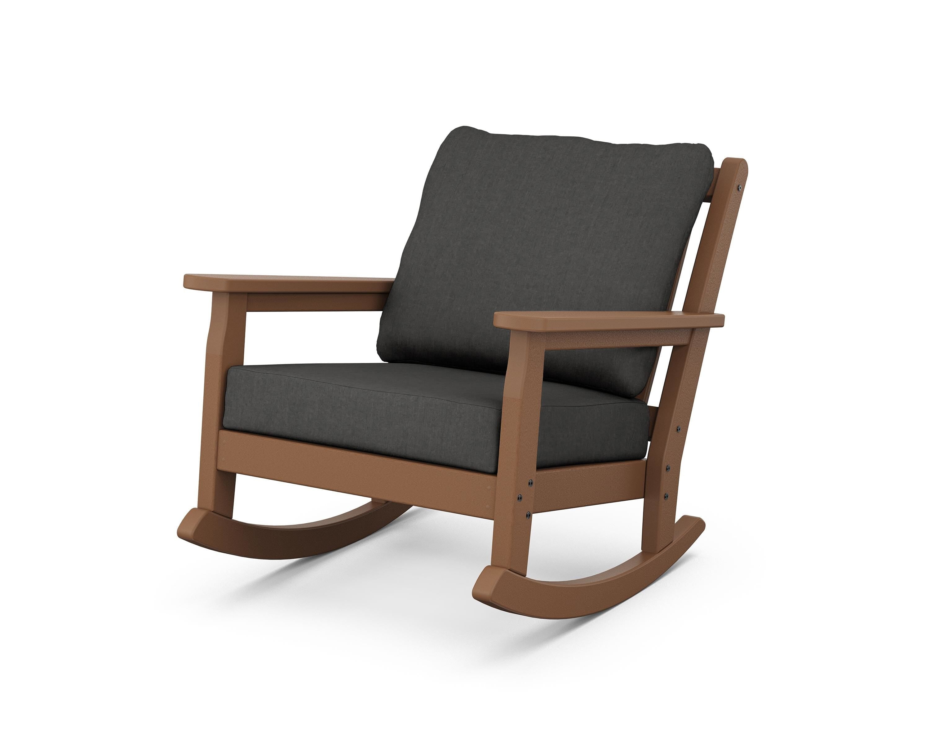 POLYWOOD® Chippendale Deep Seating Rocking Chair in Teak / Spectrum Carbon