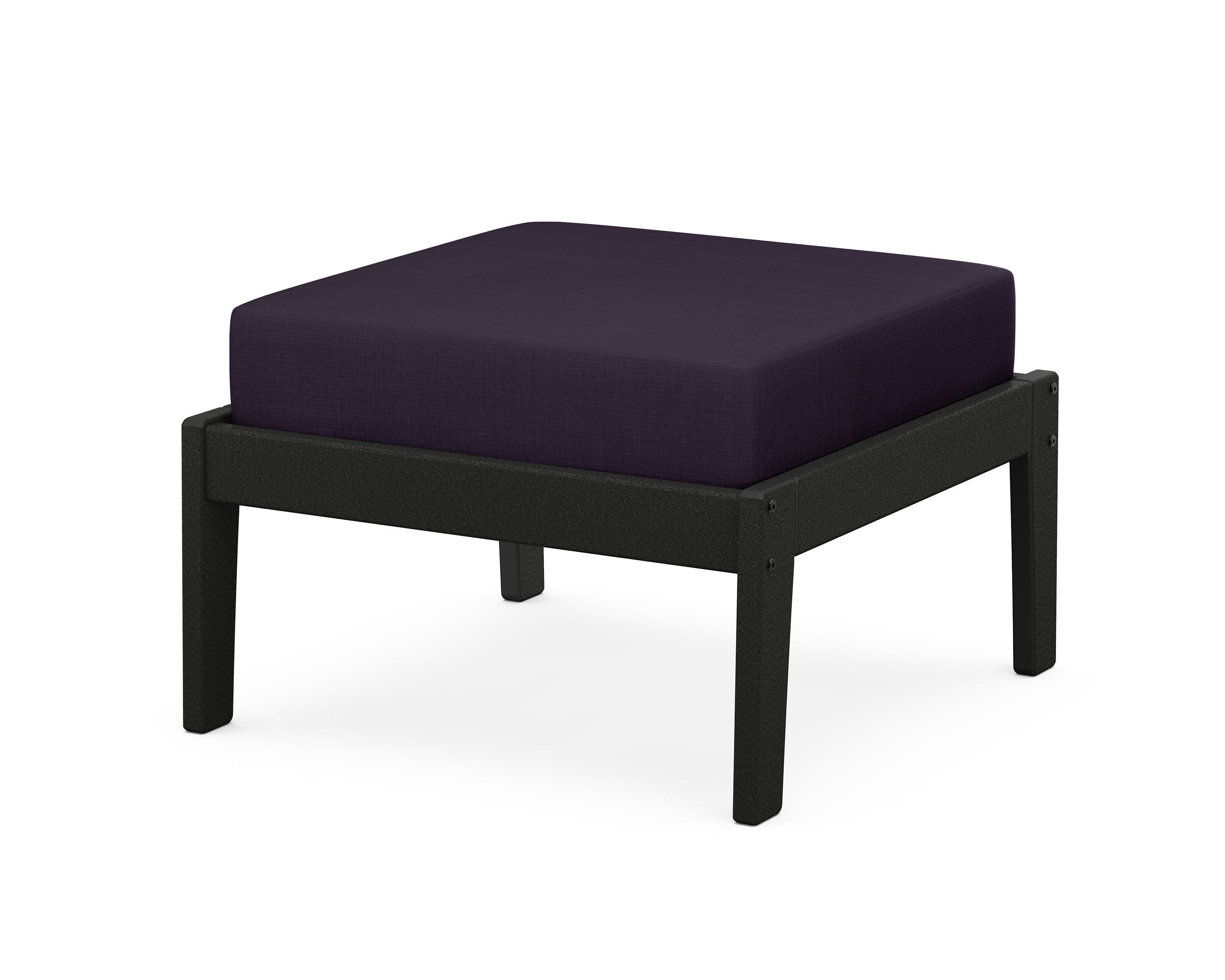 Unbranded Deep Seating Ottoman in Black / Navy Linen