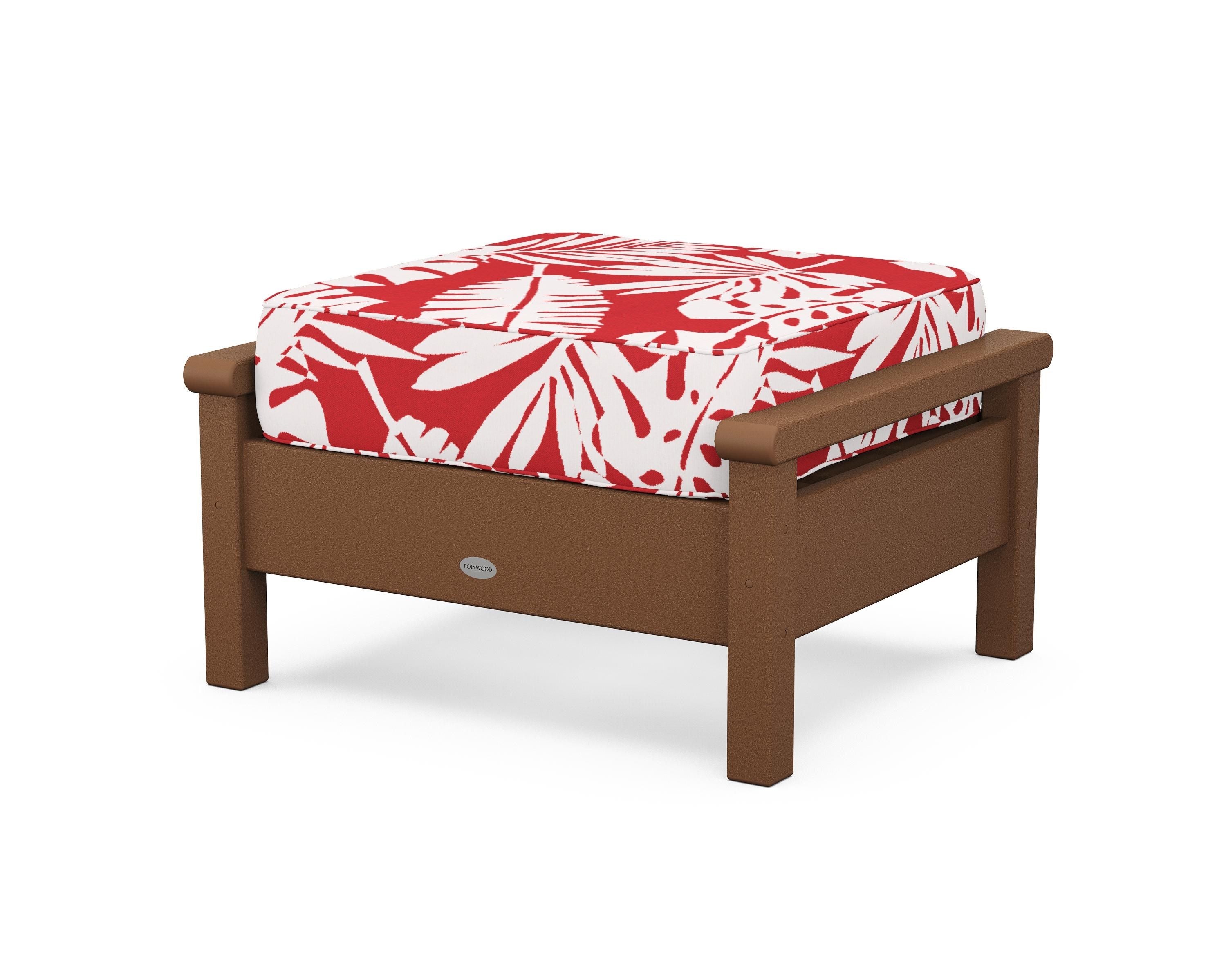 POLYWOOD® Harbour Deep Seating Ottoman in Teak / Leaf Crimson