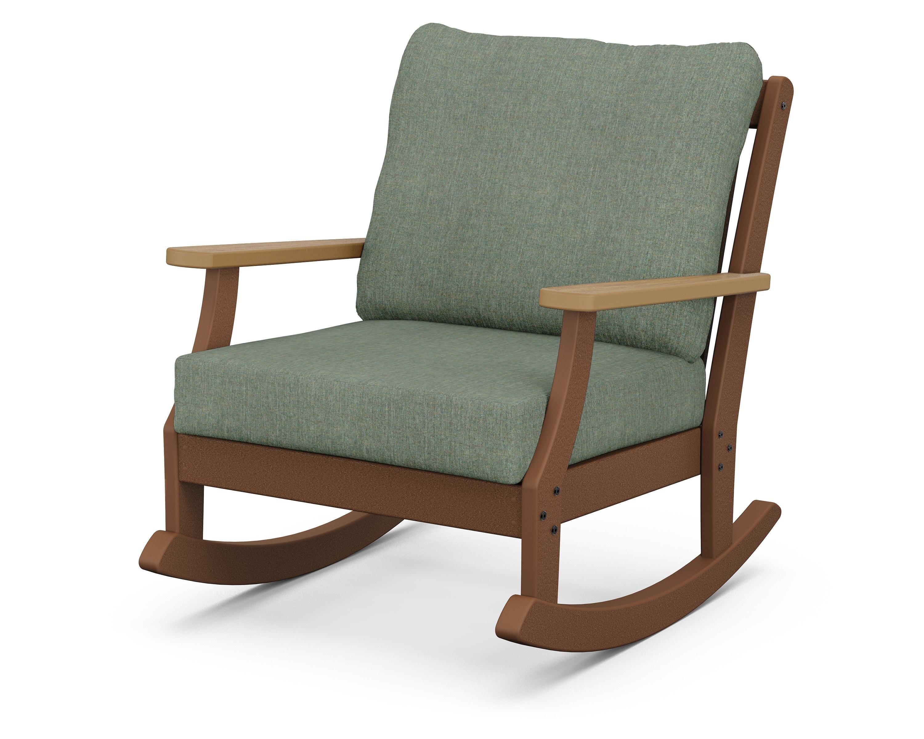 POLYWOOD® Braxton Deep Seating Rocking Chair in Teak / Natural / Cast Sage