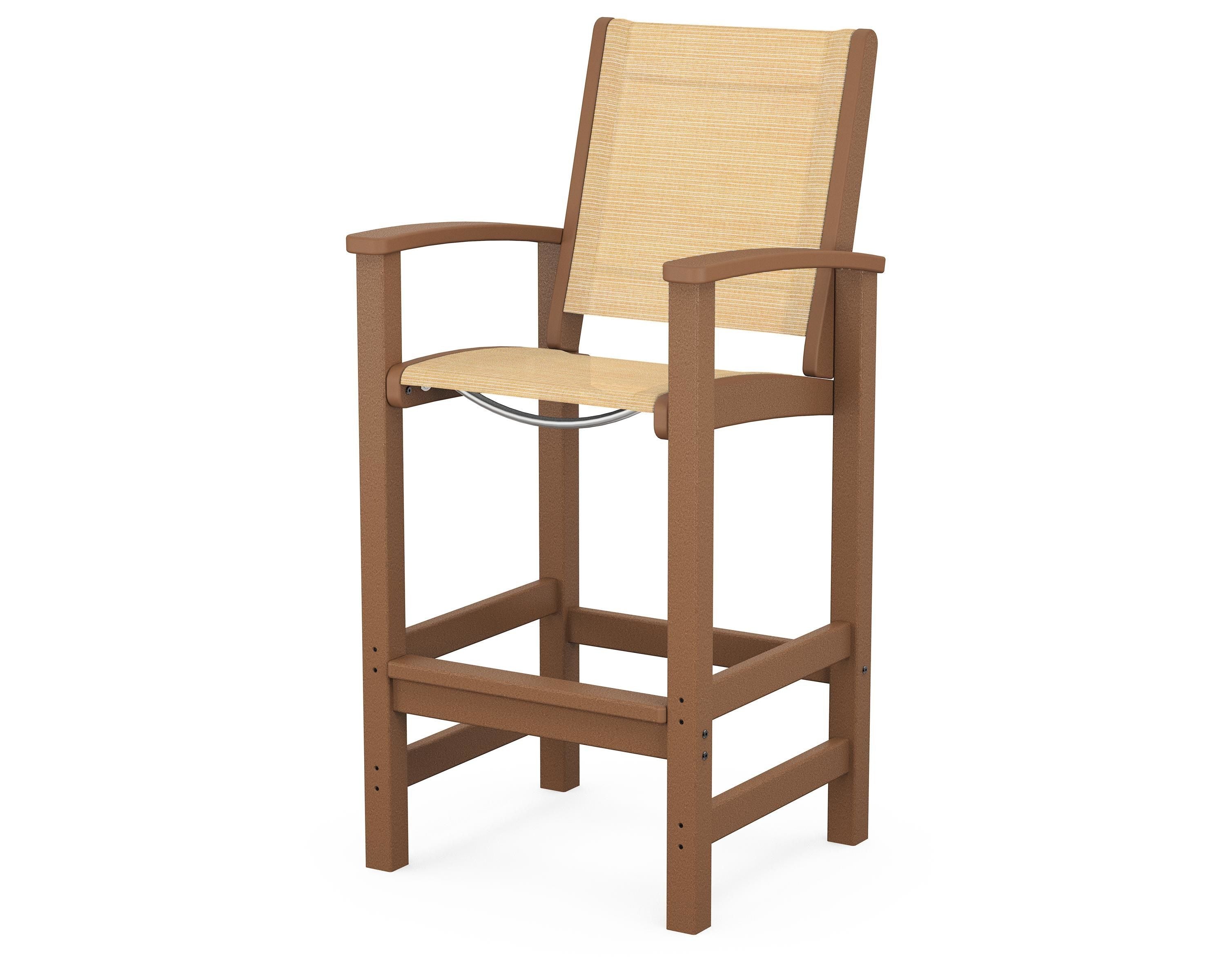 POLYWOOD® Coastal Bar Chair in Teak / Dupioni Apricot Sling