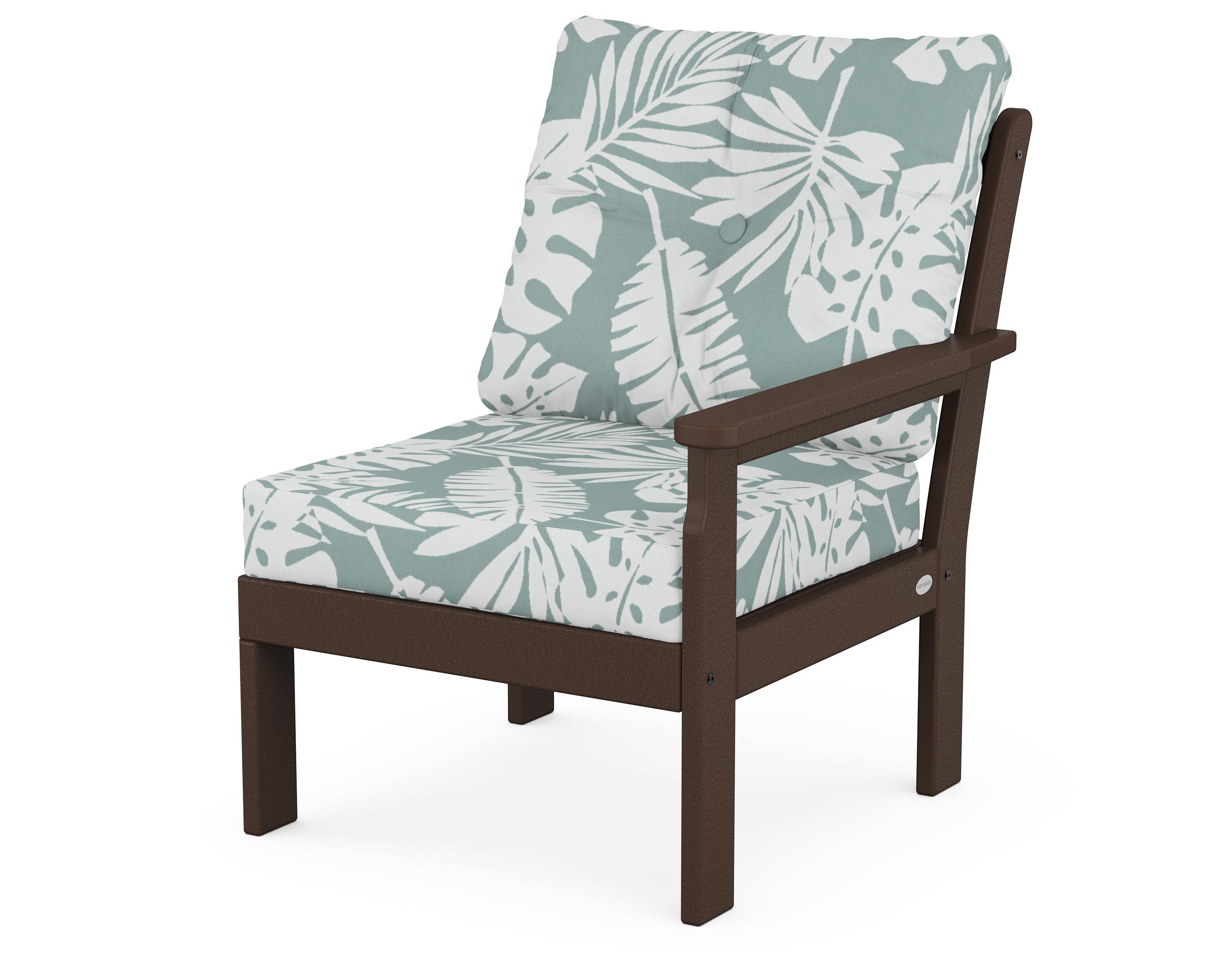 POLYWOOD® Vineyard Modular Right Arm Chair in Mahogany / Leaf Glacier Spa