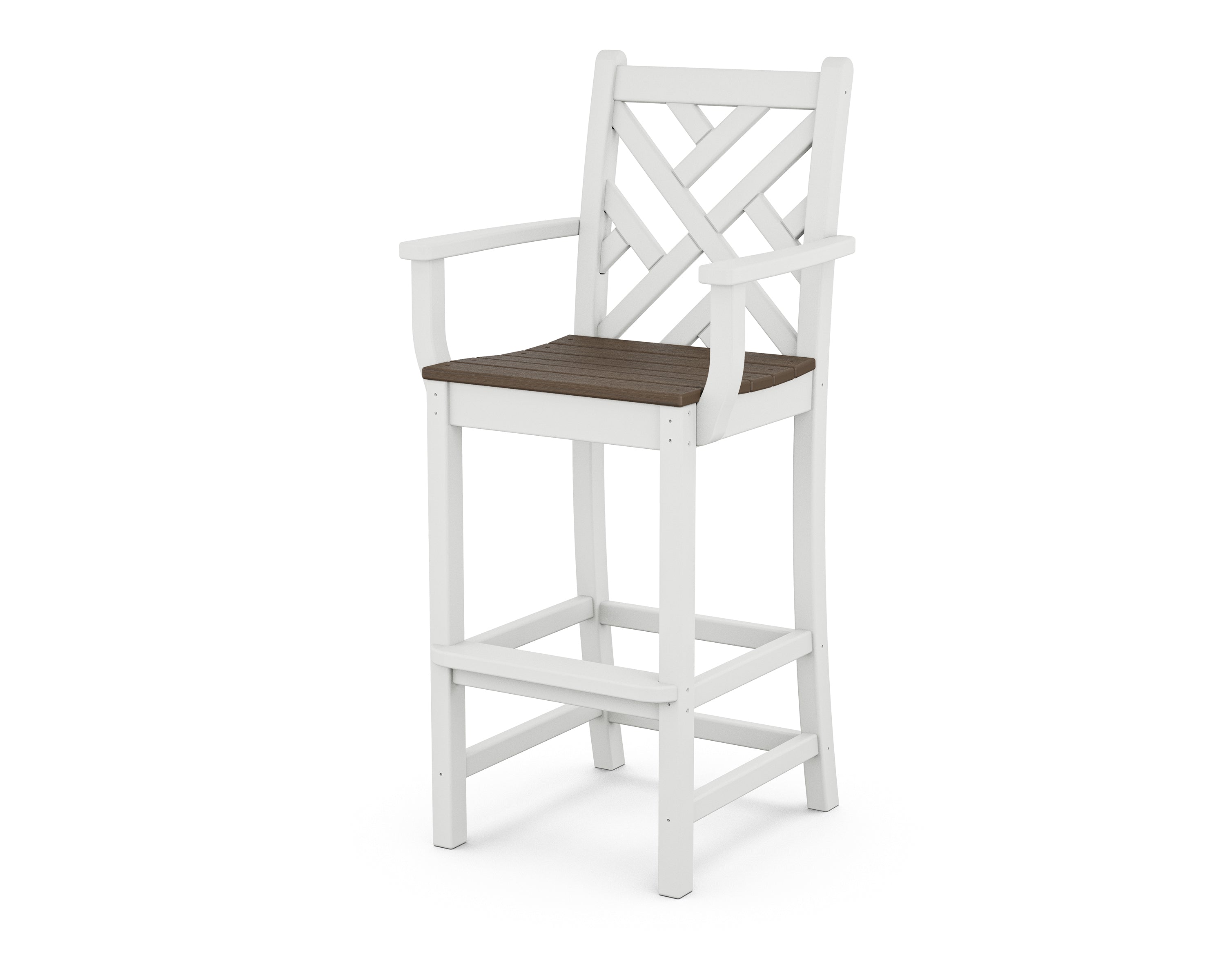 POLYWOOD® Chippendale Bar Arm Chair in White / Kona