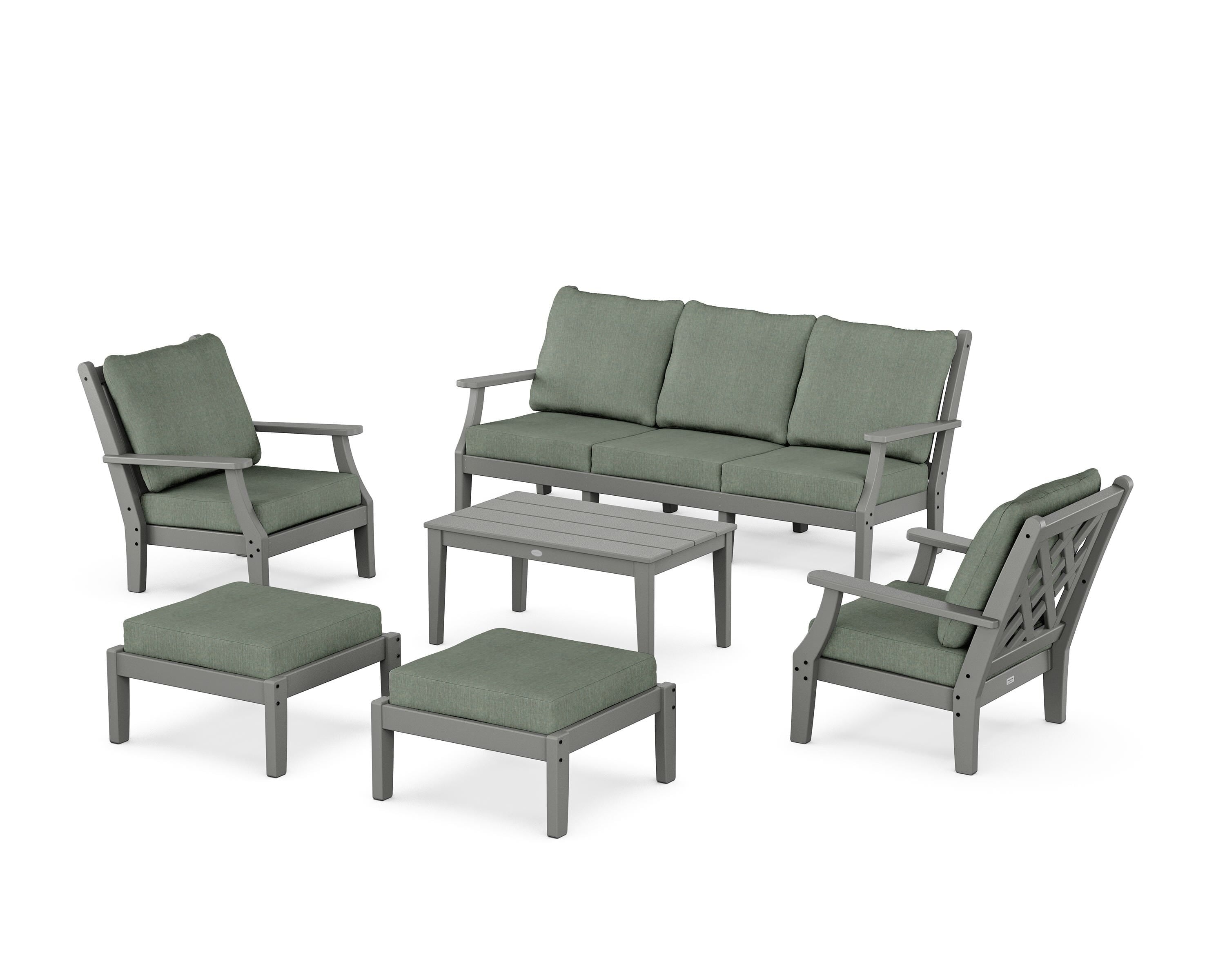 Country Living Wovendale 6-Piece Lounge Sofa Set in Slate Grey / Cast Sage