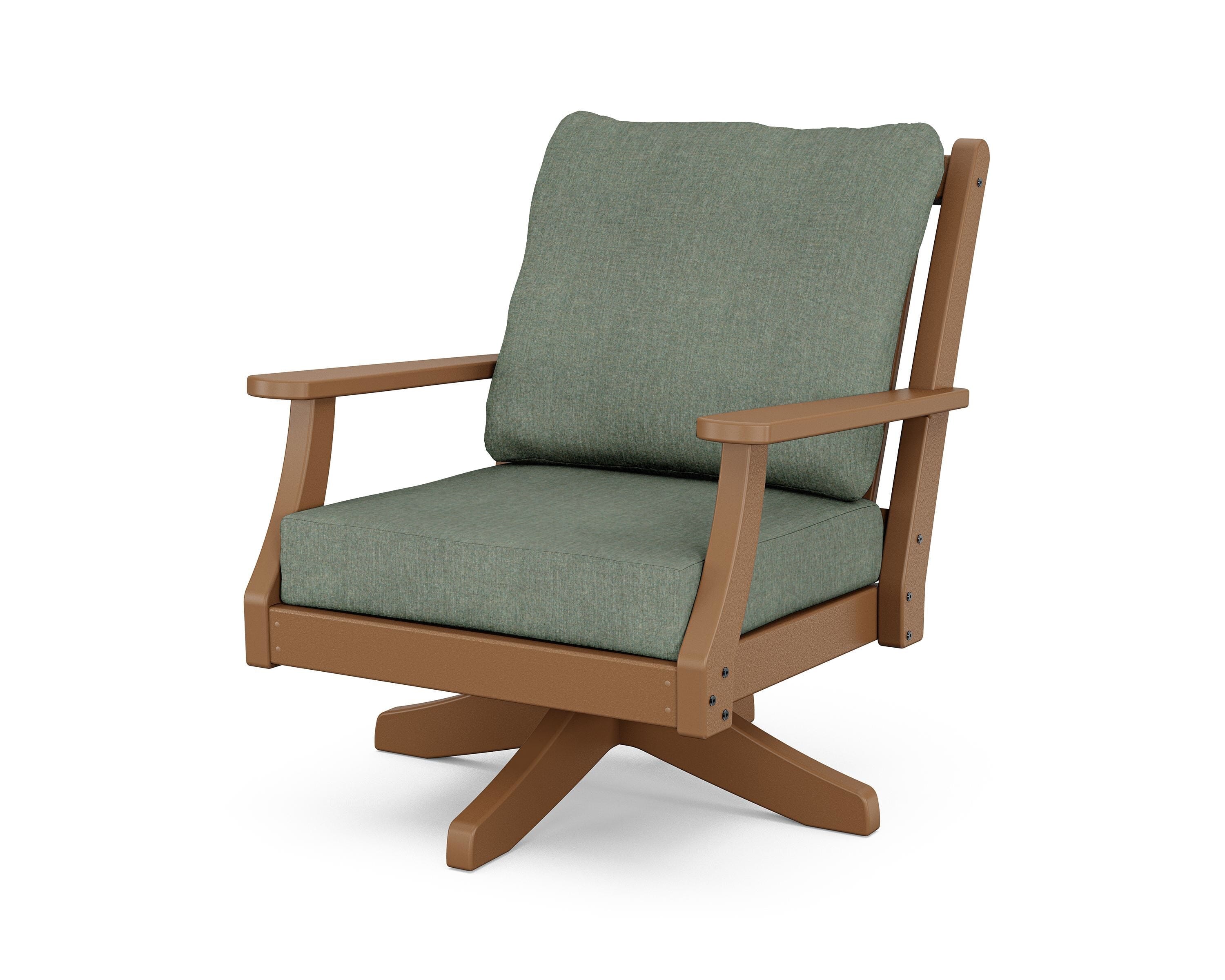 Country Living Wovendale Deep Seating Swivel Chair in Teak / Cast Sage