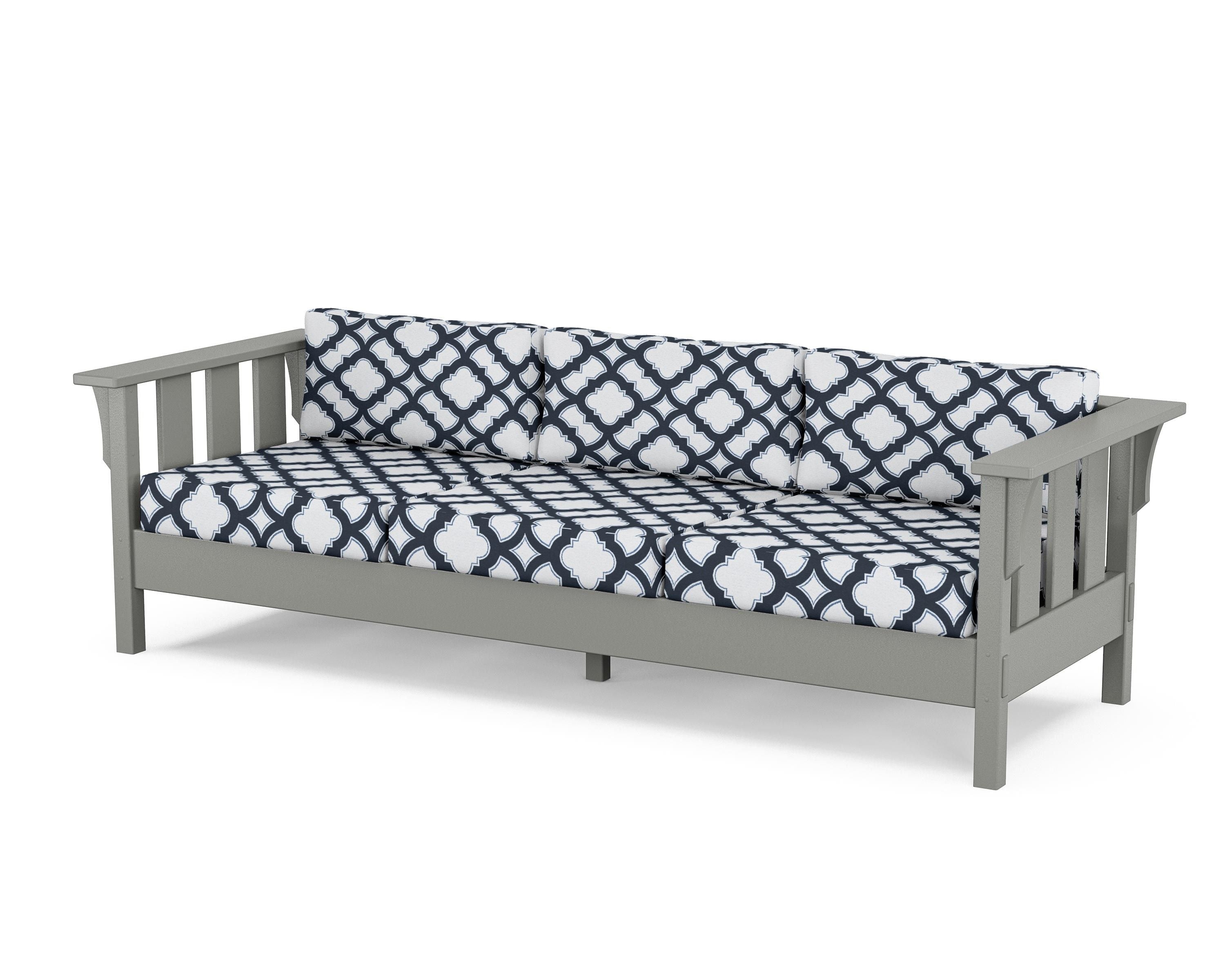Martha Stewart by POLYWOOD® Acadia Deep Seating Sofa in Slate Grey / Trellis Marine Indigo