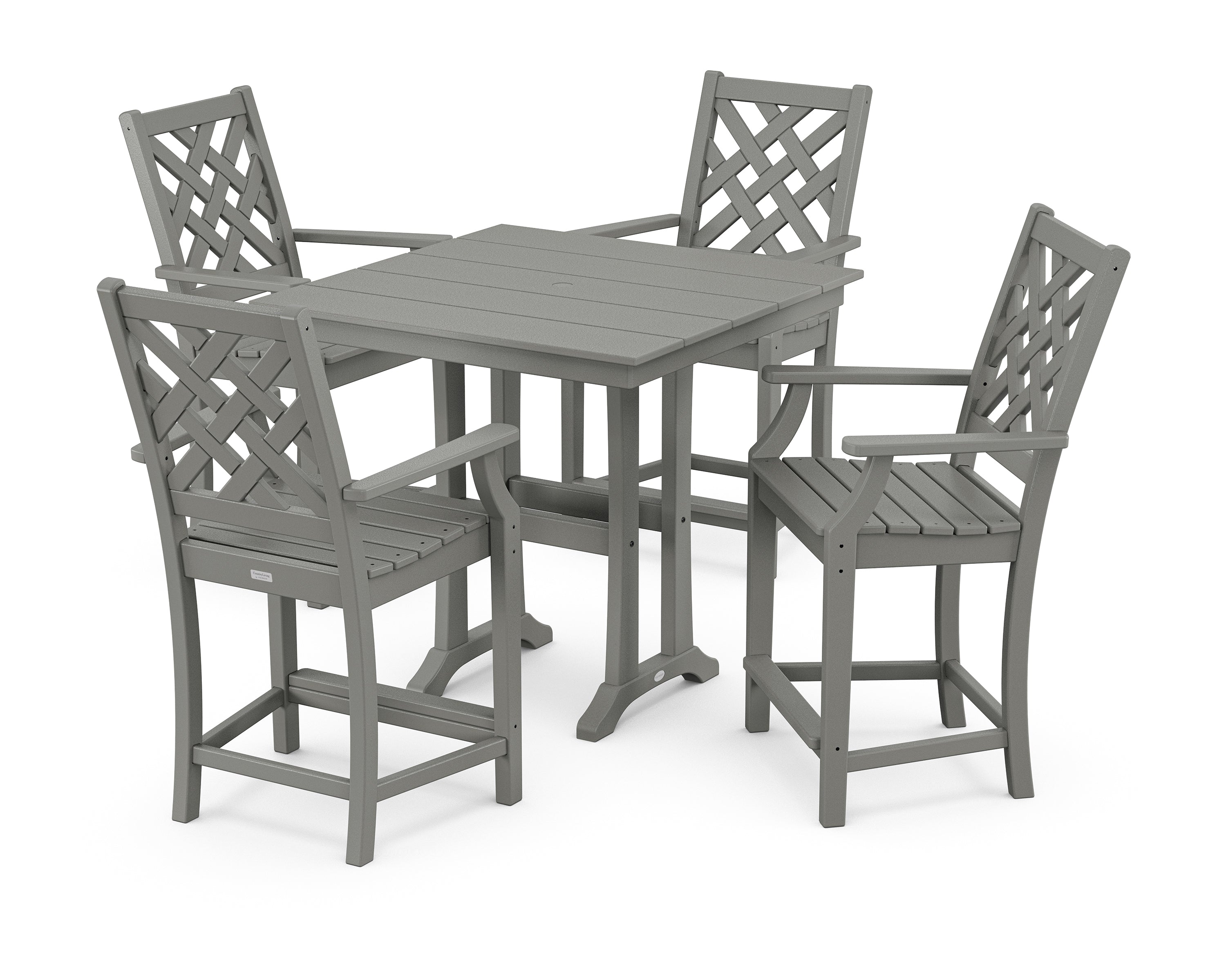 Country Living Wovendale 5-Piece Farmhouse Counter Set with Trestle Legs in Slate Grey