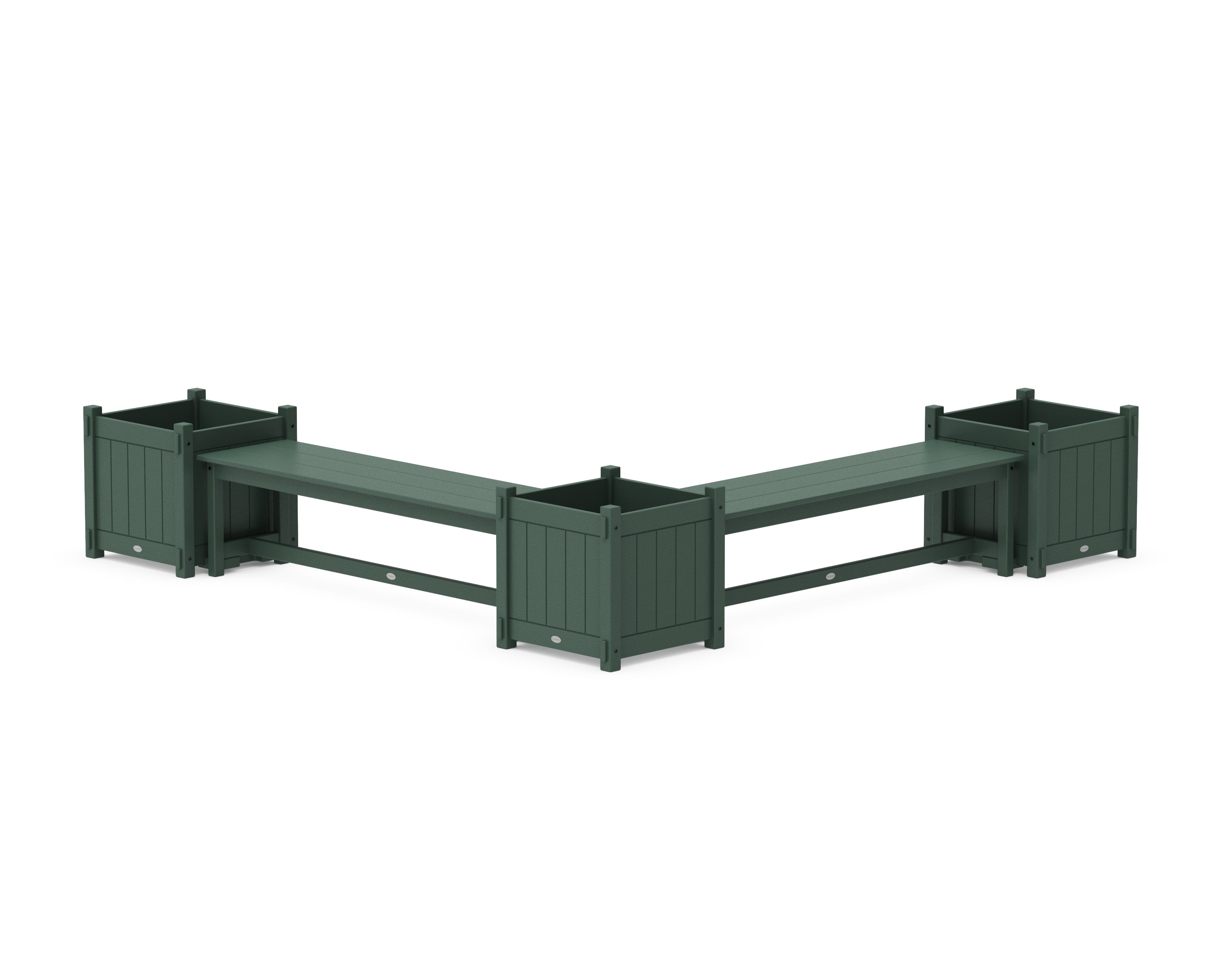 POLYWOOD® 60" Vineyard L- Shaped Planter Bench Corner Set - Large in Green